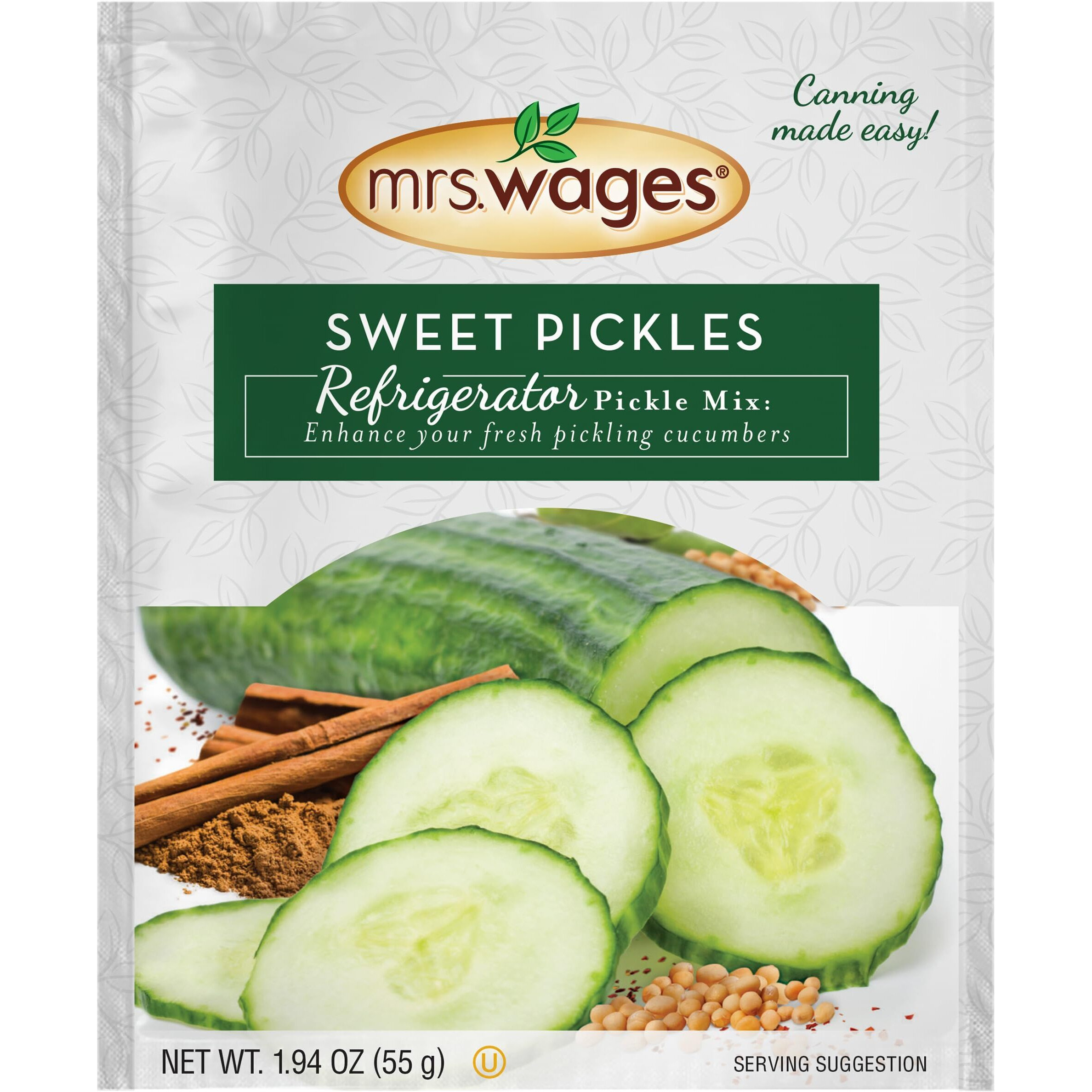 Mrs. Wages Sweet Pickles Refrigerator Mix | Quick And Easy | Simple-To-Use | Simple Homemade Pickles | Sweet Traditonal Pickle Flavoring | 1.9 Oz Packet (Value Pack Of 12)