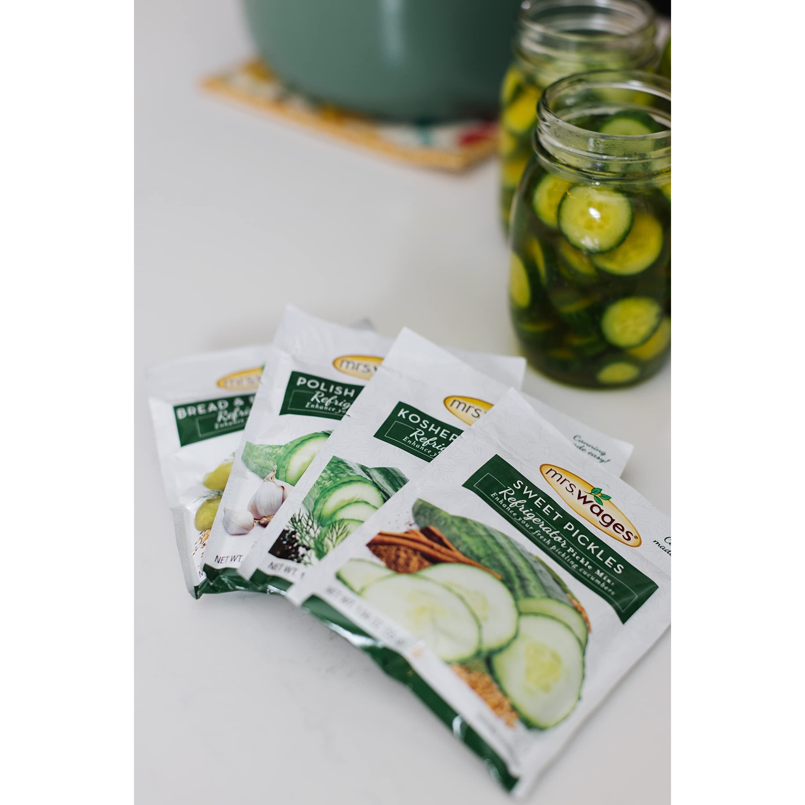Mrs. Wages Sweet Pickles Refrigerator Mix | Quick And Easy | Simple-To-Use | Simple Homemade Pickles | Sweet Traditonal Pickle Flavoring | 1.9 Oz Packet (Value Pack Of 12)
