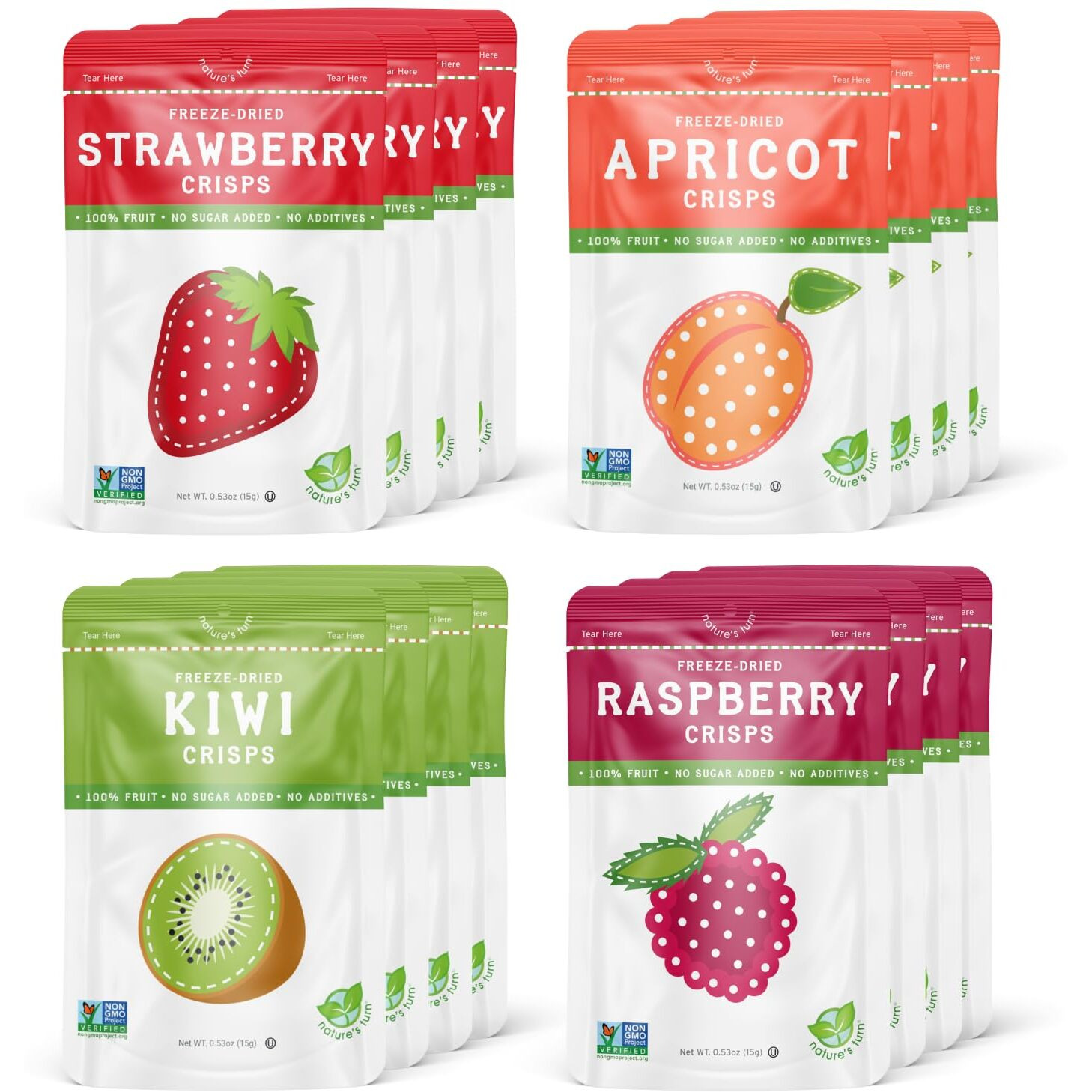 Natures Turn Freeze-Dried Fruit Snacks, Sour Variety, Pack Of 16 (0.53 Oz Each)