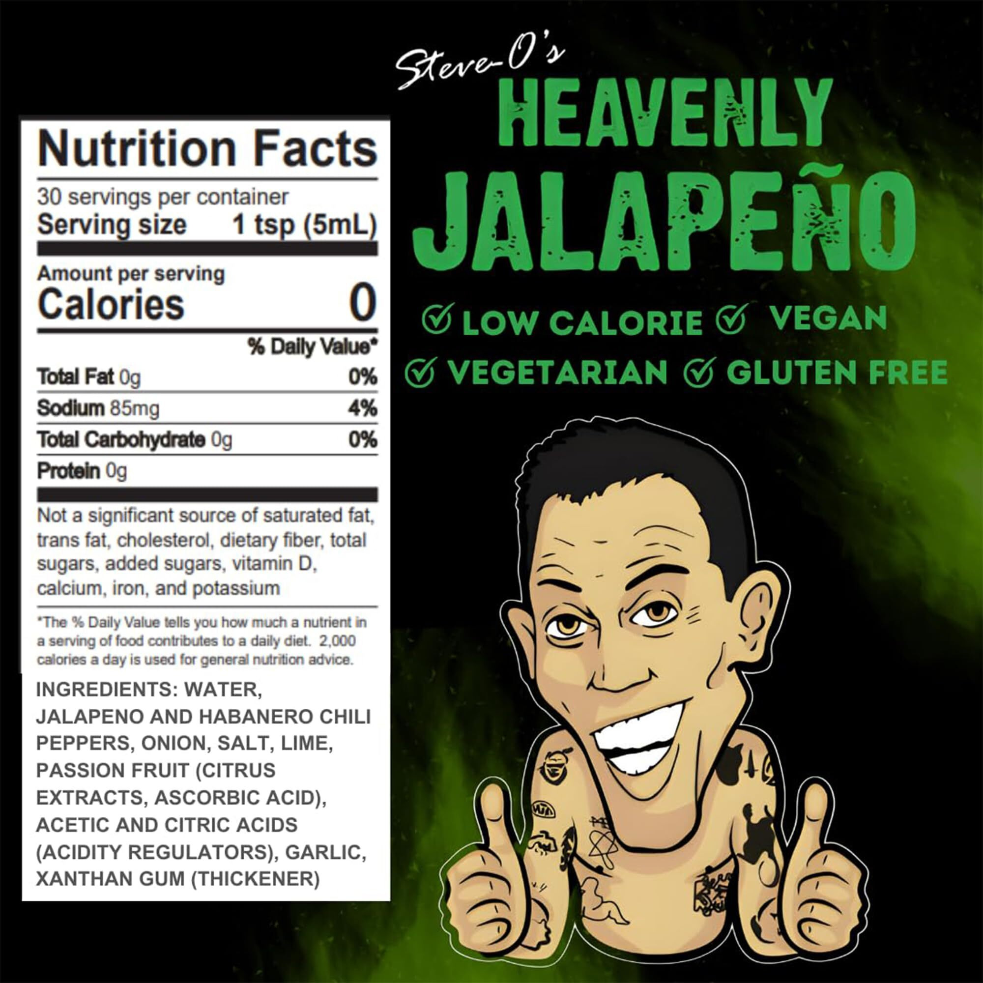 Steve-O's Hot Sauce - Heavenly Jalapeo Hot Sauce | Green Verde Sauce For Marinades, Bbq, Vegetables, Eggs, Potatoes (5 Fl Oz)