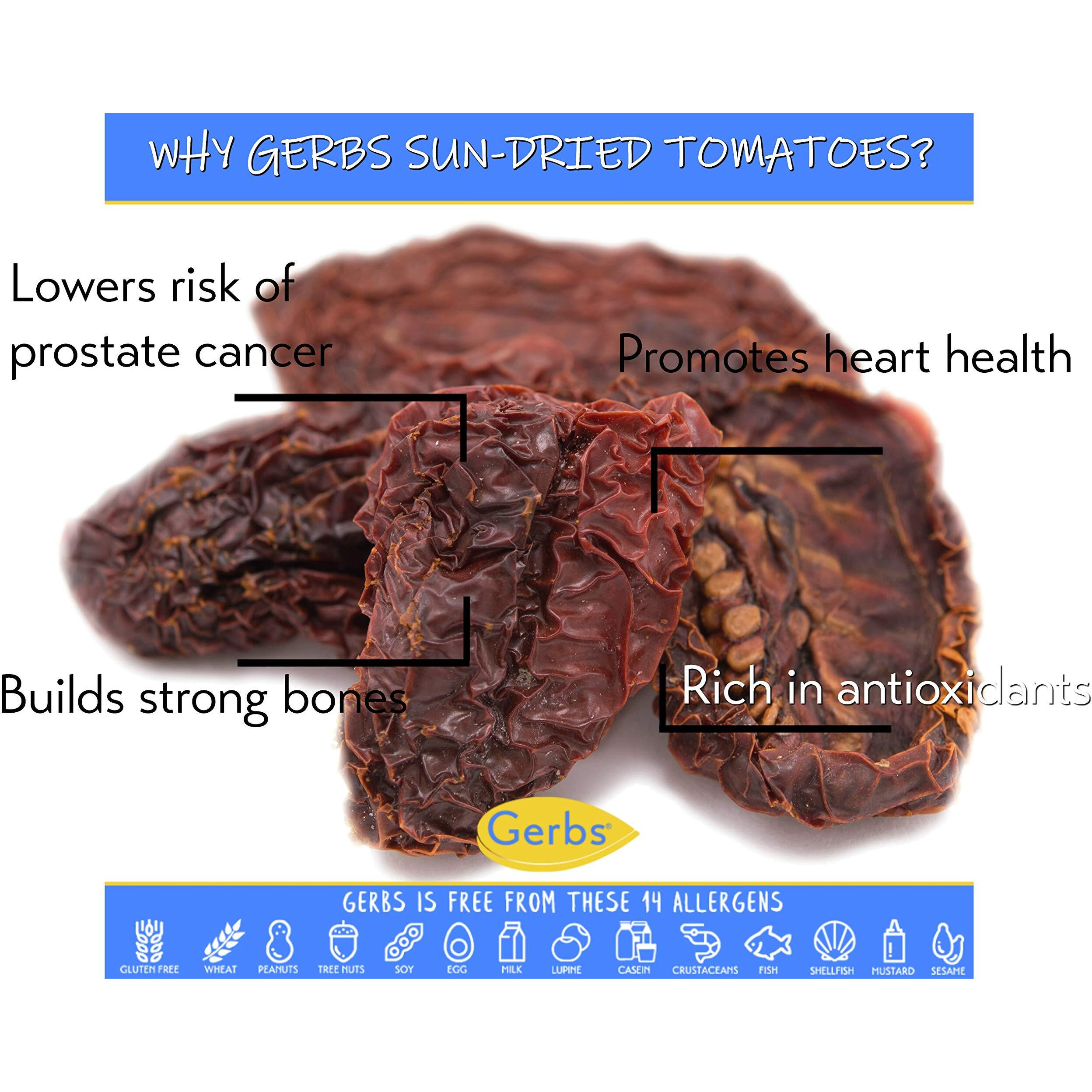 Gerbs Sun Dried Tomatoes 2 Lbs. Sea Salted | Freshly Dehydrated Resealable Bulk Bag | Top Food Allergy Free | Sulfur Dioxide Free | Excellent In Salads & Charcuterie Boards| Gluten & Peanut Free