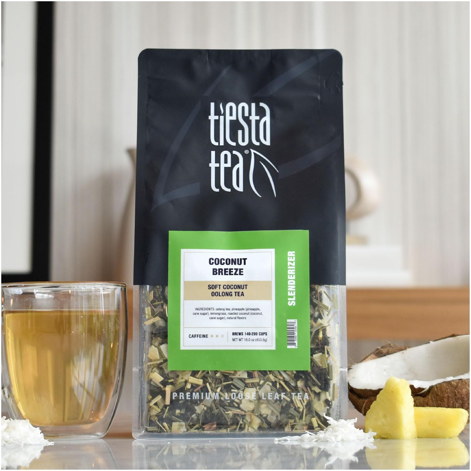 Tiesta Tea - Coconut Breeze - Soft Coconut Oolong Tea - Loose Leaf Tea Blend - Medium Caffeinated Oolong Tea - Make Hot Or Iced Tea Up To 140-200 Cups - 16 Oz Resealable Bulk Bag