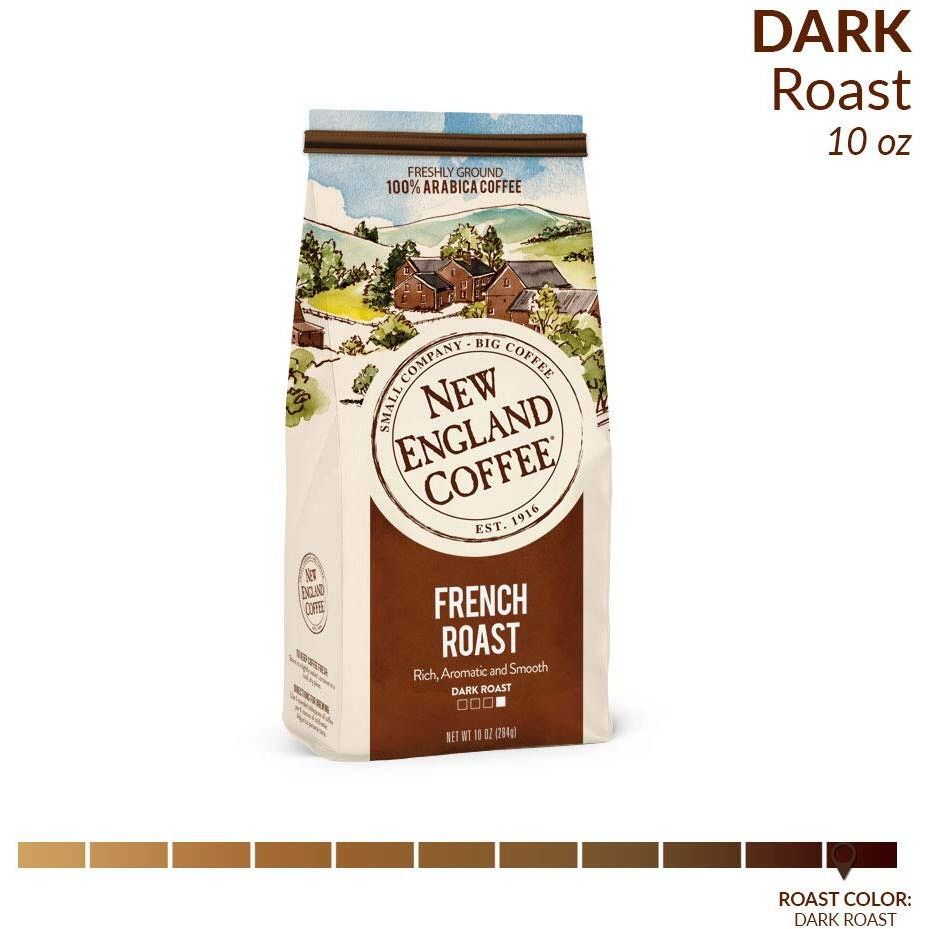 New England Coffee French Roast Dark Roast Ground Coffee, 10Oz Bag (Pack Of 1)