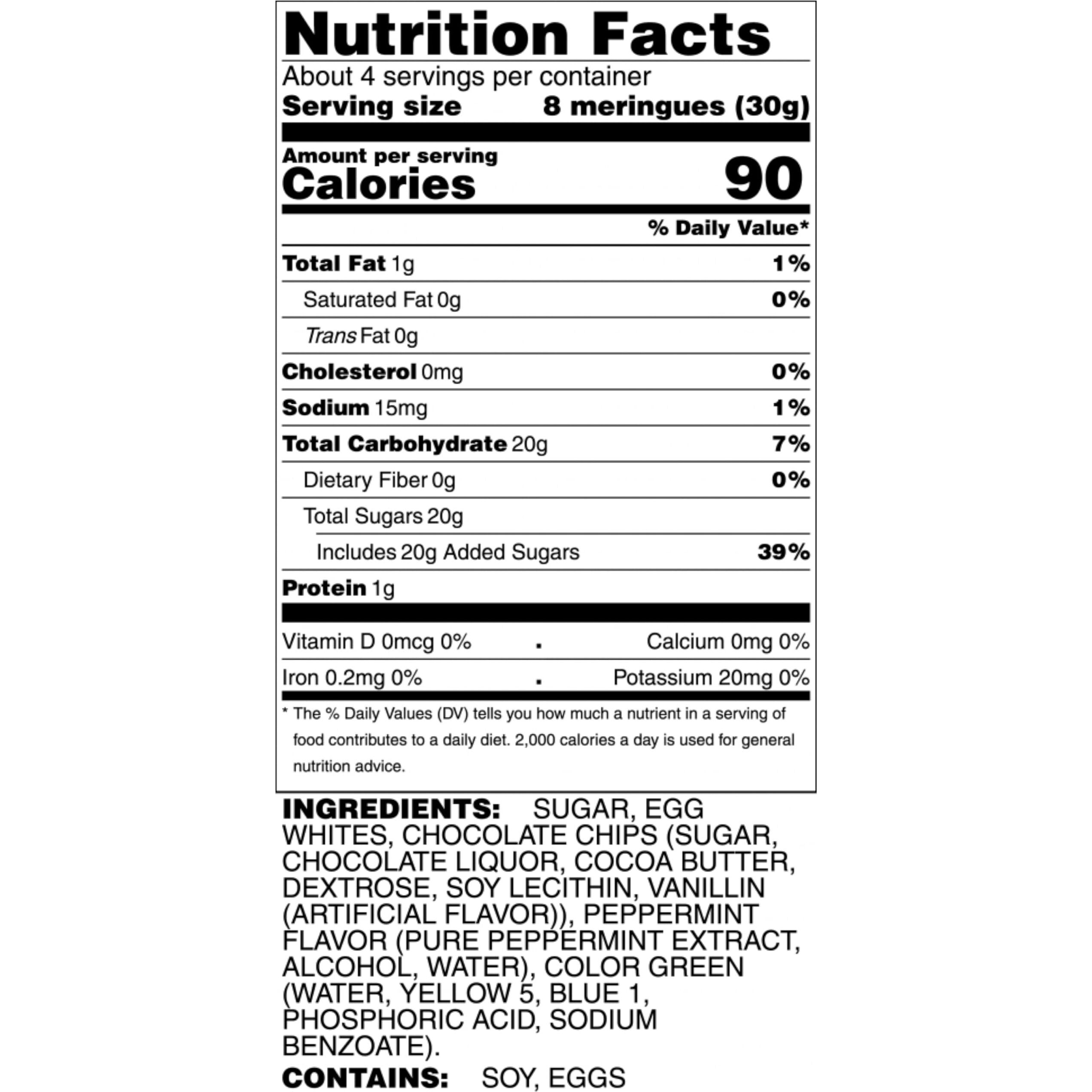 Krunchy Melts Original Meringue Cookies | Mint Chocolate Chip Flavor | Only 90 Calories Per Serving | Low Fat, Gluten Free, Dairy Free (4 Oz)
