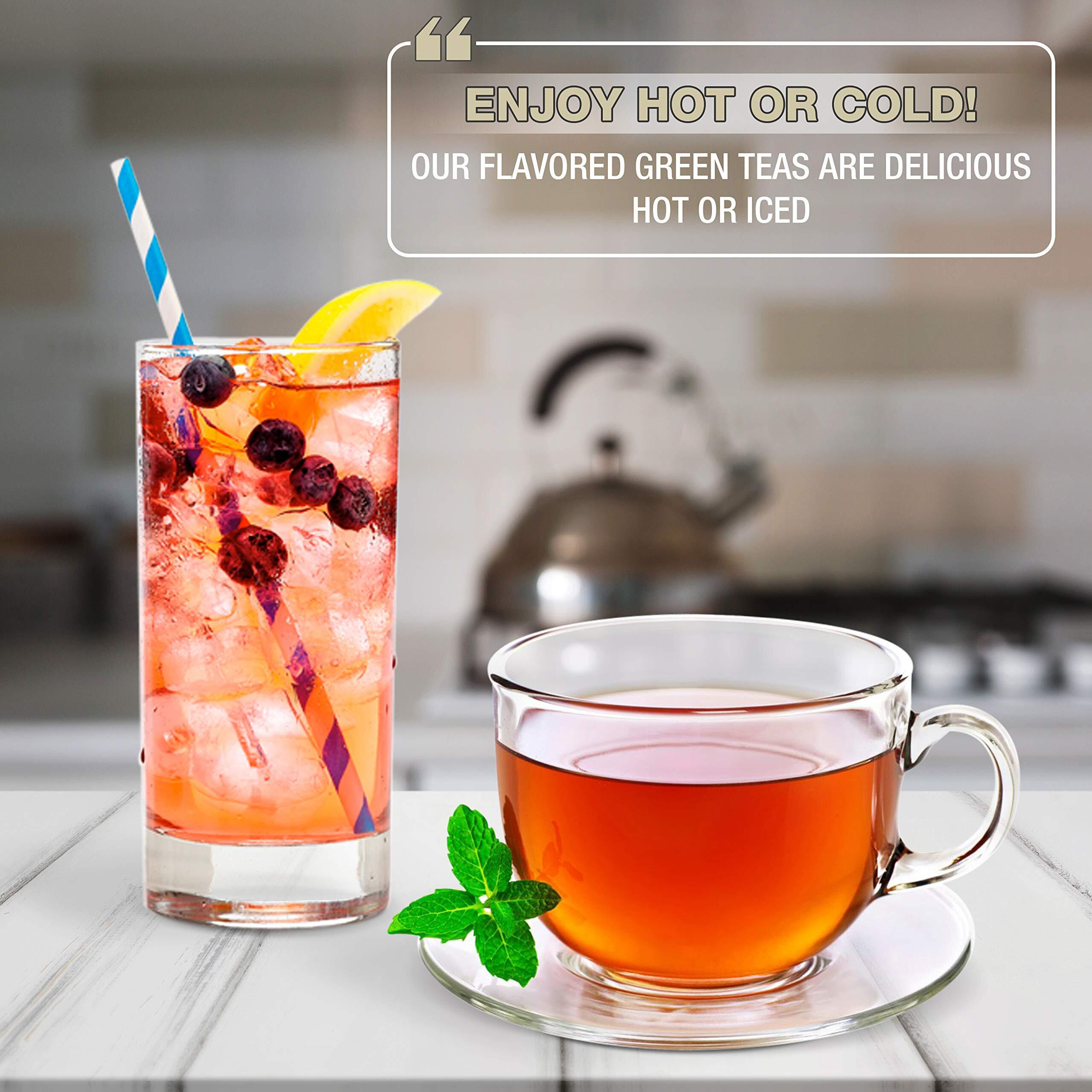 Brew La La Organic Green Tea -Lemon Honey Flavor - 50 Tea Bag Tin - Low Caffeine - Usda Certified Organic - Double Chambered Teabags