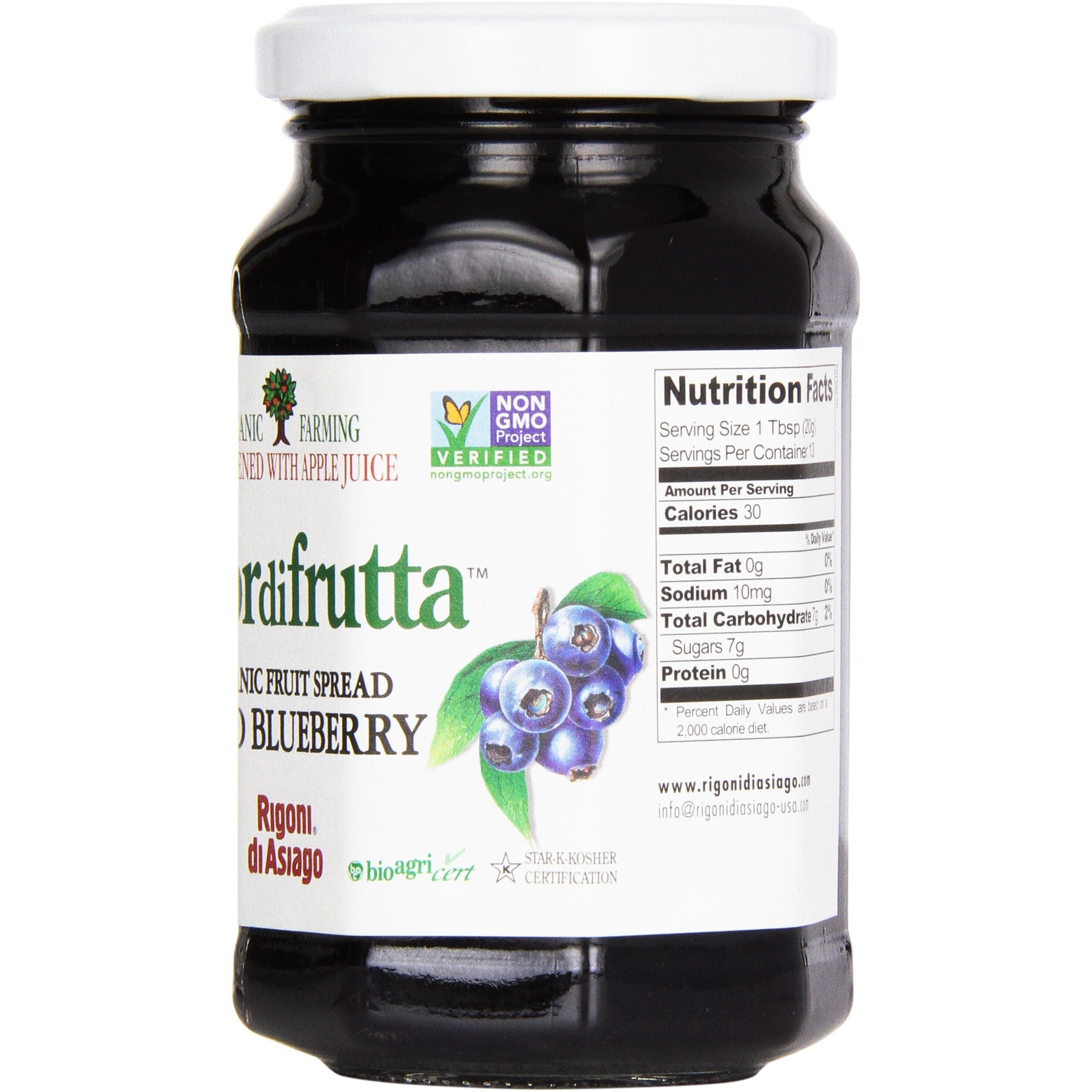 Rigoni Di Asiago Fiordifrutta Organic Fruit Spread, Wild Blueberry, 8.82 Ounce