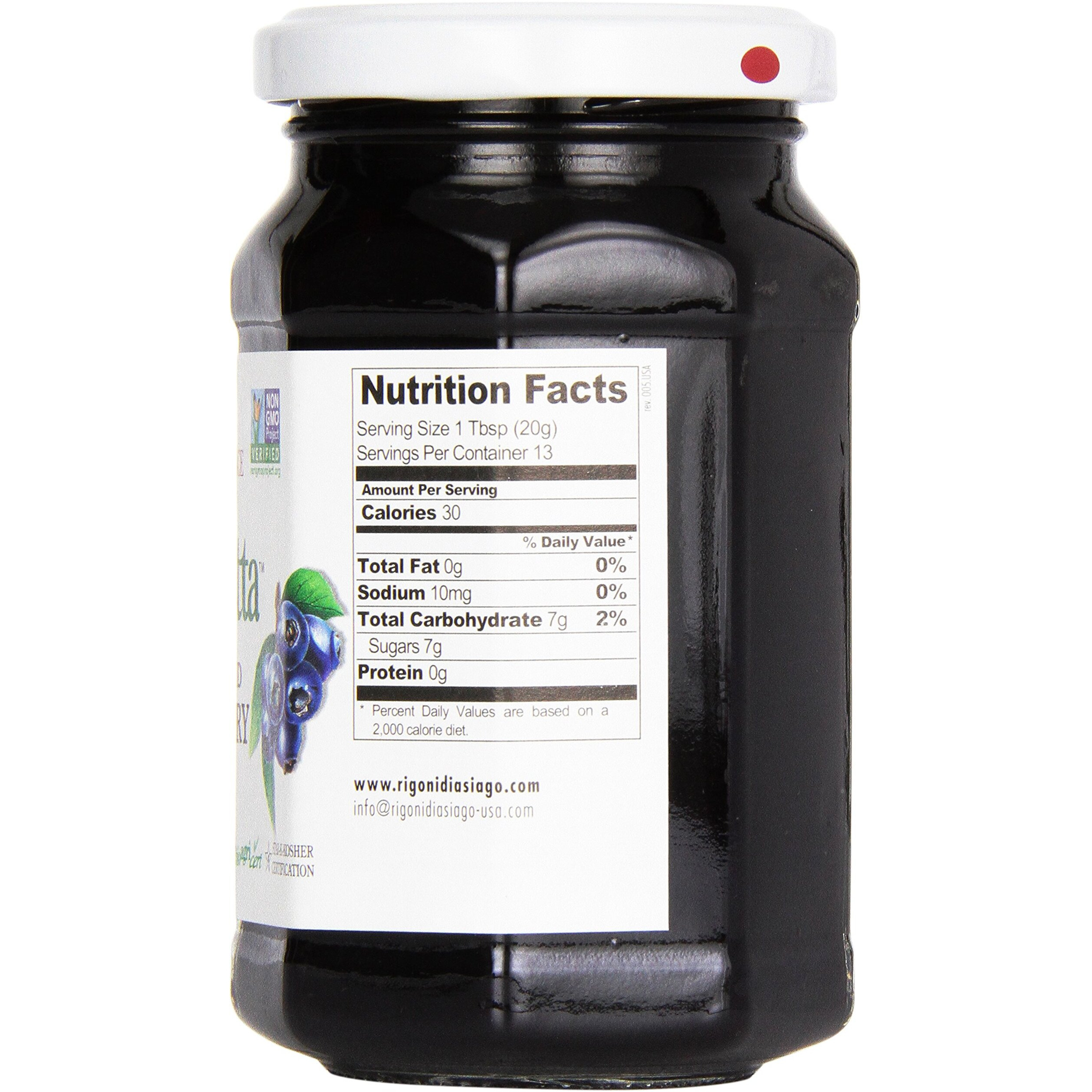 Rigoni Di Asiago Fiordifrutta Organic Fruit Spread, Wild Blueberry, 8.82 Ounce