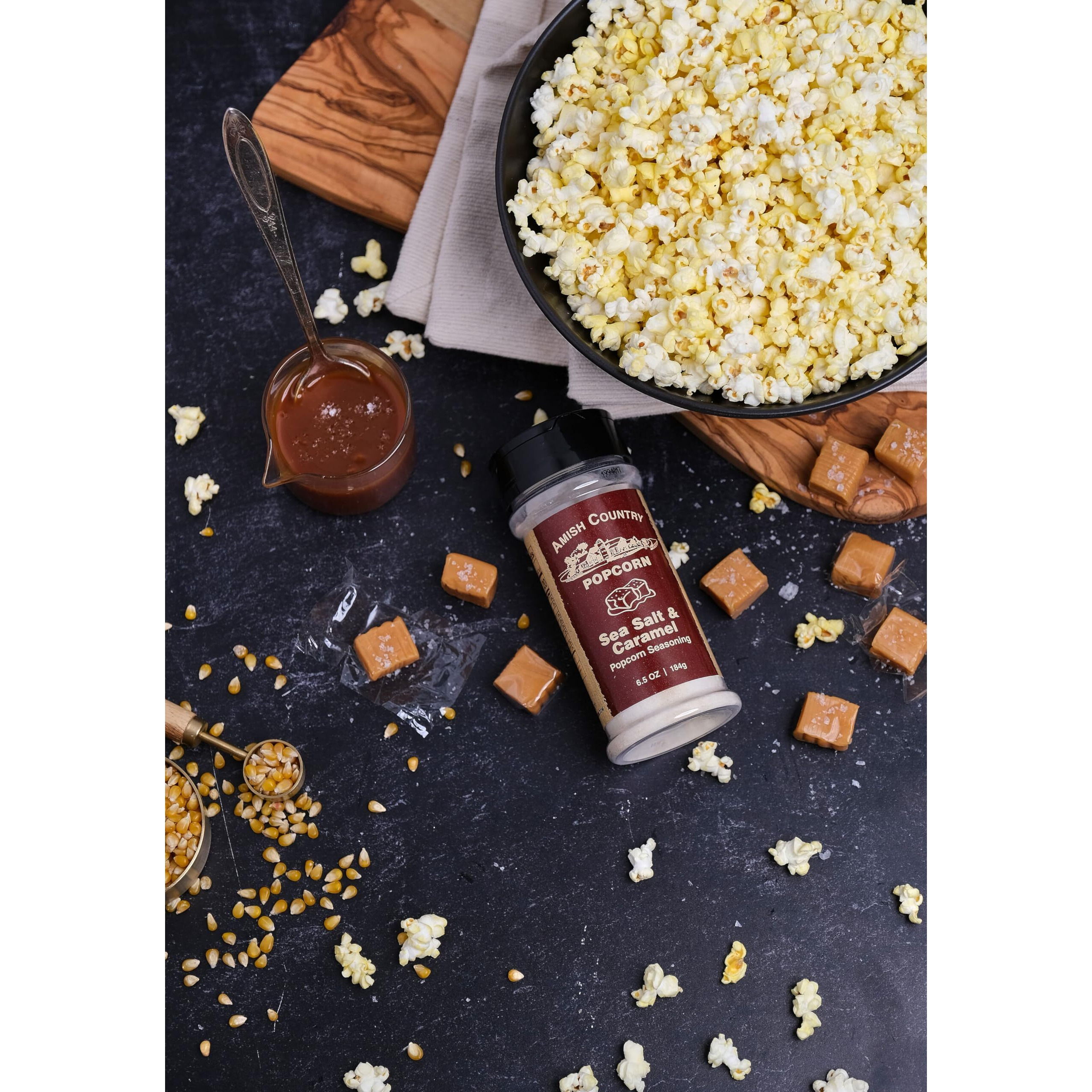 Amish Country Popcorn | Sea Salt And Caramel Seasoning - 6.5 Oz | Old Fashioned, Non-Gmo And Gluten Free