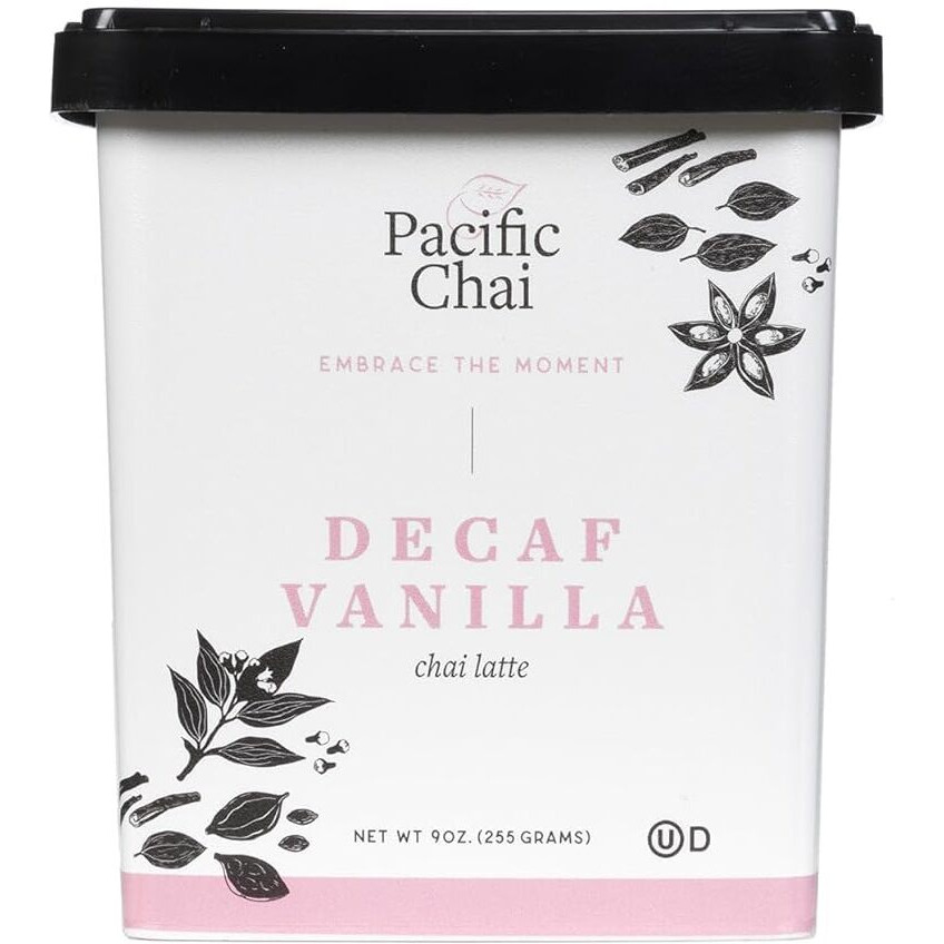 Pacific Chai Decaf Vanilla Chai Latte, Instant Powered Dry Chai Tea Latte Beverage Mix, Gluten Free, Kosher, 9 Ounce (Pack Of 1)