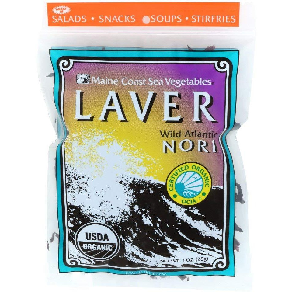 Maine Coast Sea Vegetables - Laver Whole Leaf Seaweed - 1 Oz Bag - Wild Atlantic Nori - Organic
