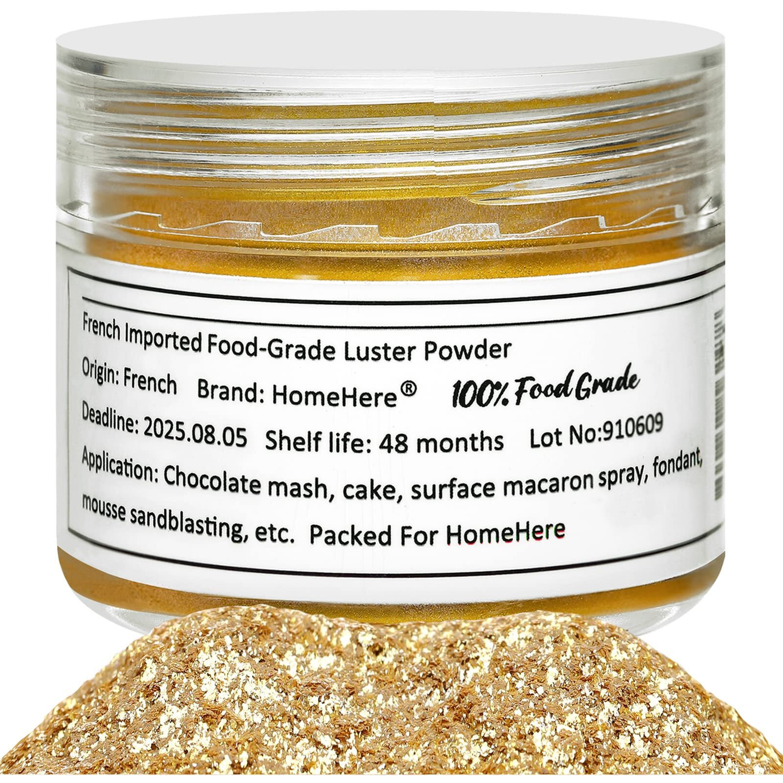 Homehere Edible Luster Dust Food-Grade Glimmer Powder Glitter For Cake Decorating 7G, Disco Diamond Dust, Edible Sprinkle Glitter For Cocktails Drinks Baking Candy Dessert Chocolate Vegan Tasteless