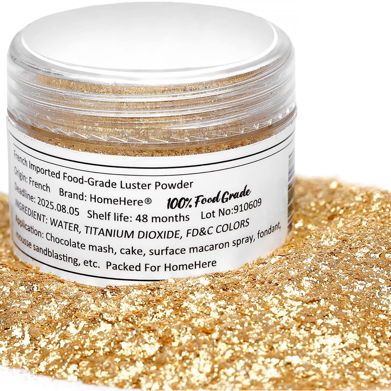 Homehere Edible Luster Dust Food-Grade Glimmer Powder Glitter For Cake Decorating 7G, Disco Diamond Dust, Edible Sprinkle Glitter For Cocktails Drinks Baking Candy Dessert Chocolate Vegan Tasteless