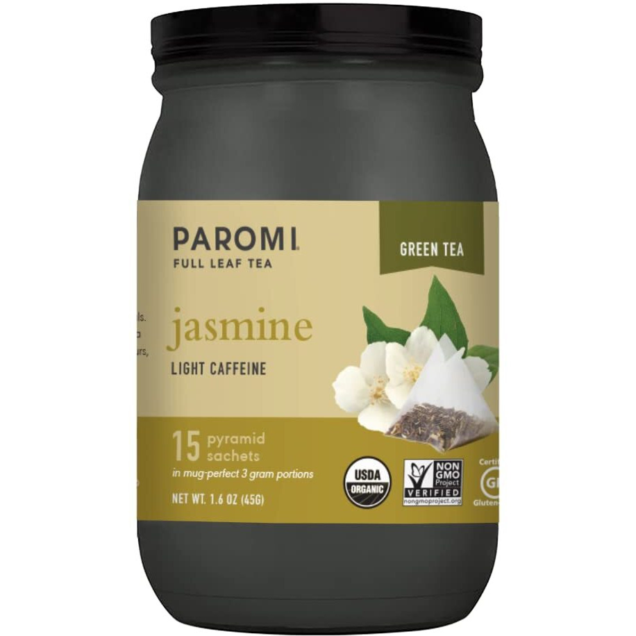 Paromi Jasmine Organic Green Tea, Signature Jar, 15 Count