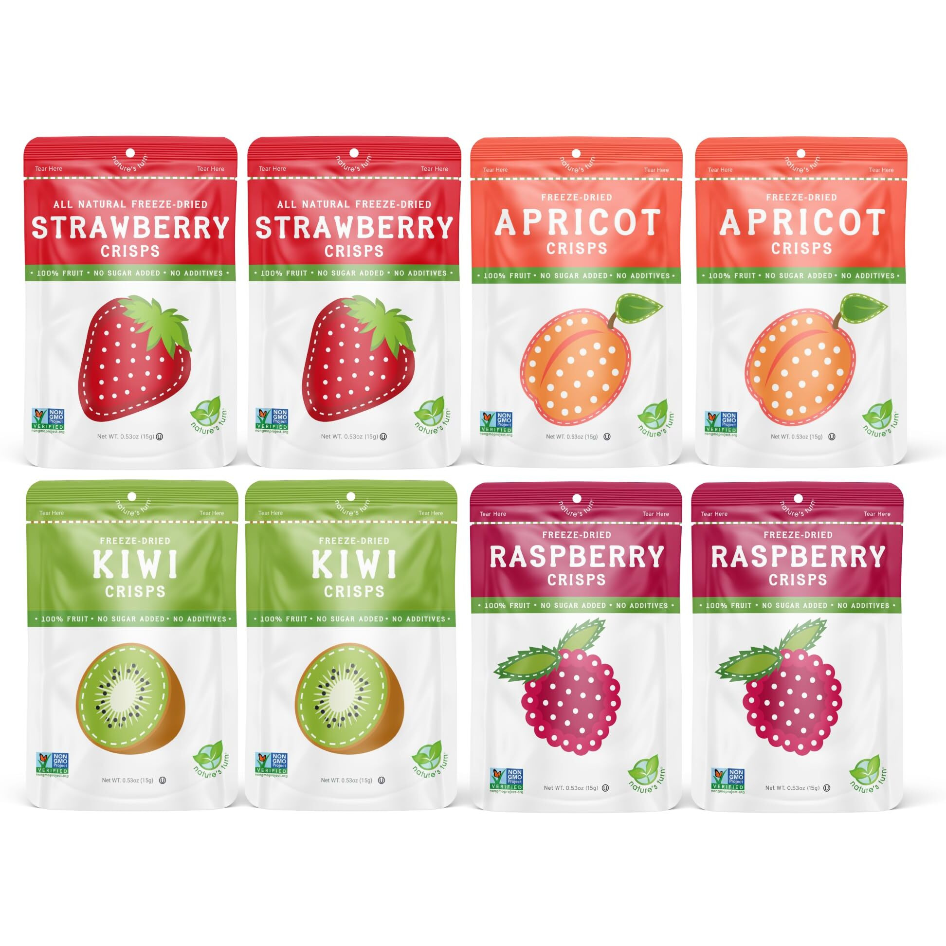 Natures Turn Freeze-Dried Fruit Snacks, Sour Variety, Pack Of 8 (0.53 Oz Each)