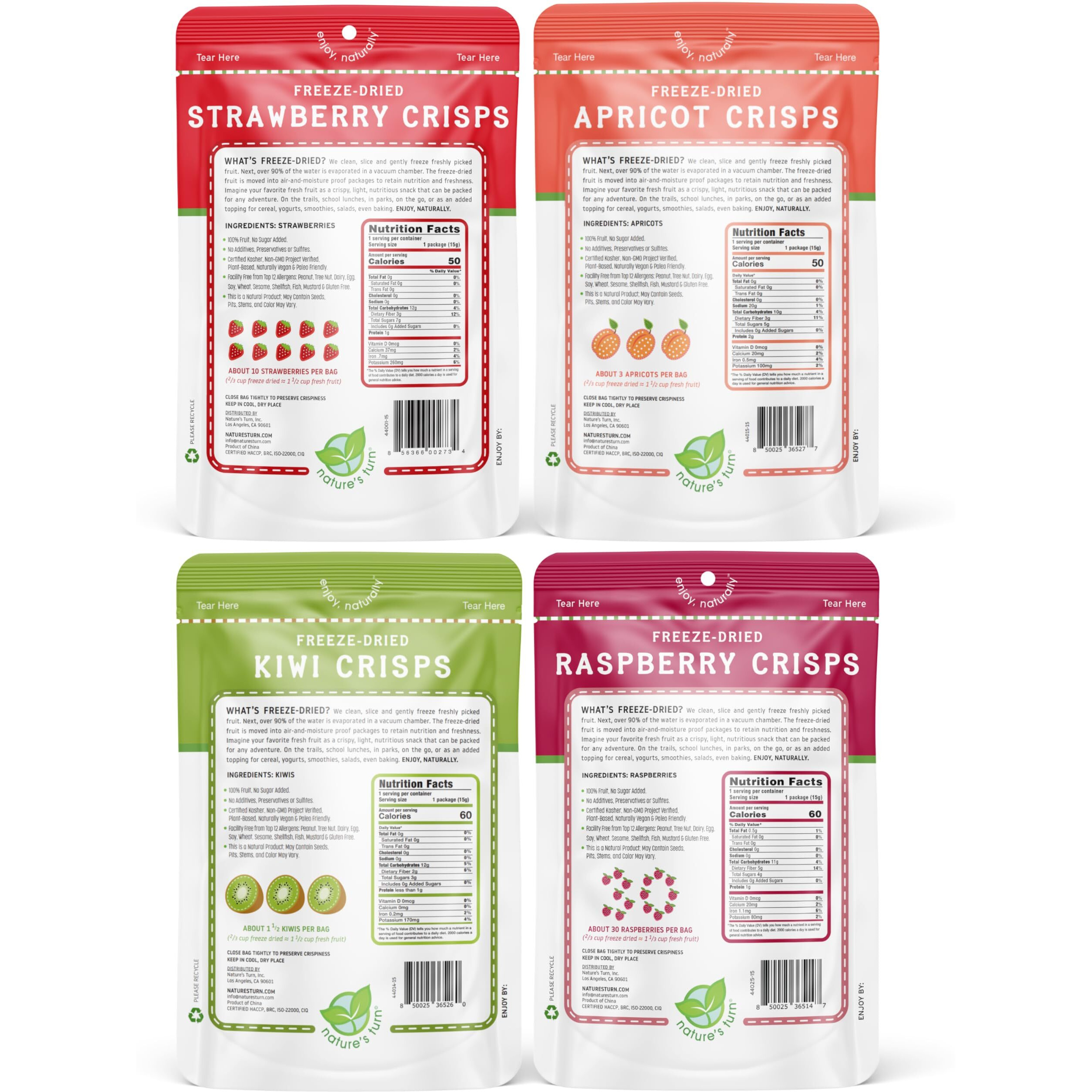 Natures Turn Freeze-Dried Fruit Snacks, Sour Variety, Pack Of 8 (0.53 Oz Each)