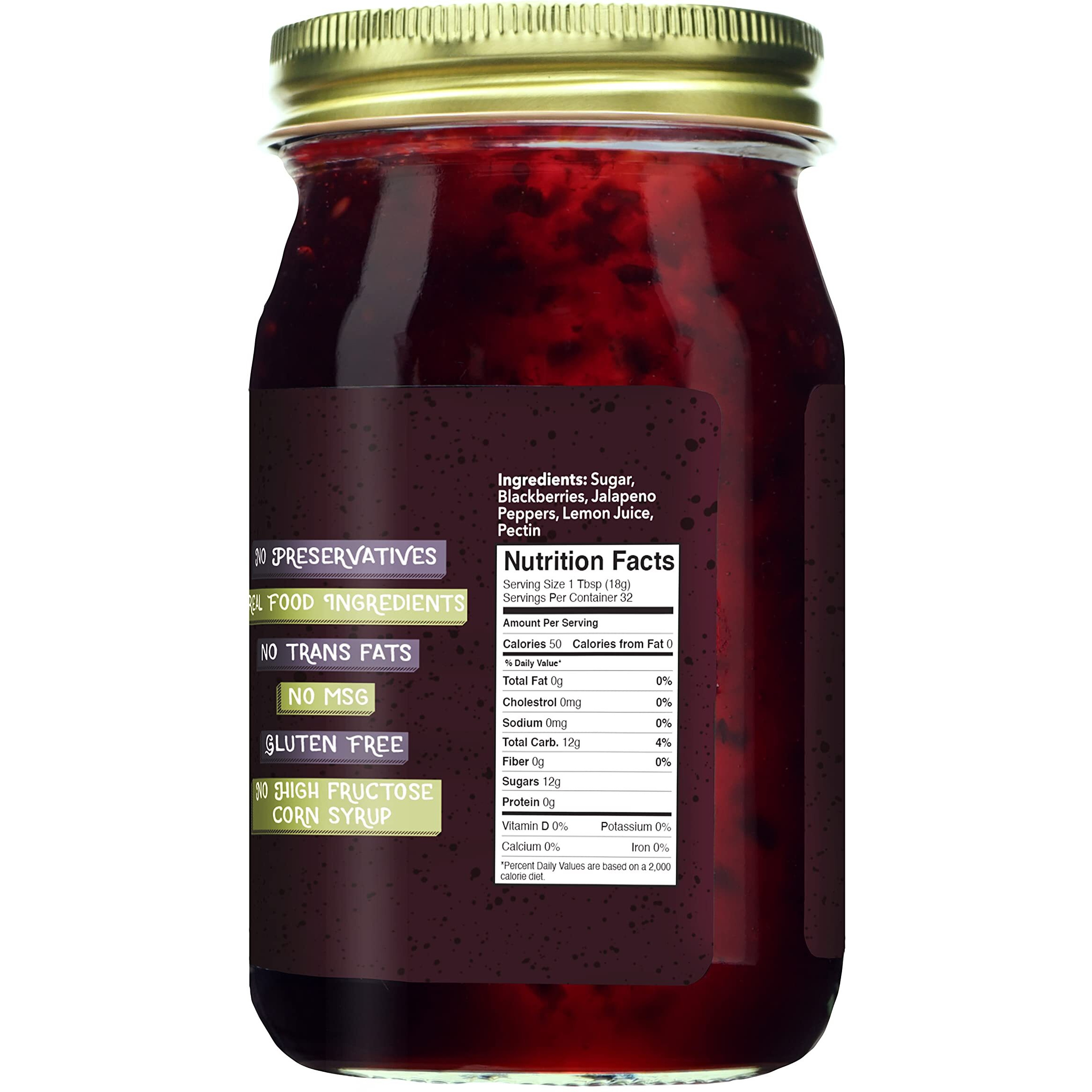 Green Jay Gourmet Blackberry Jalapeo Jam - All-Natural Blackberry Jam W/ Fresh Blackberries, Jalapeo Peppers & Lemon Juice - Vegan, Gluten-Free Jam W/ No Preservatives - Made In Usa - 2 X 20 Ounces