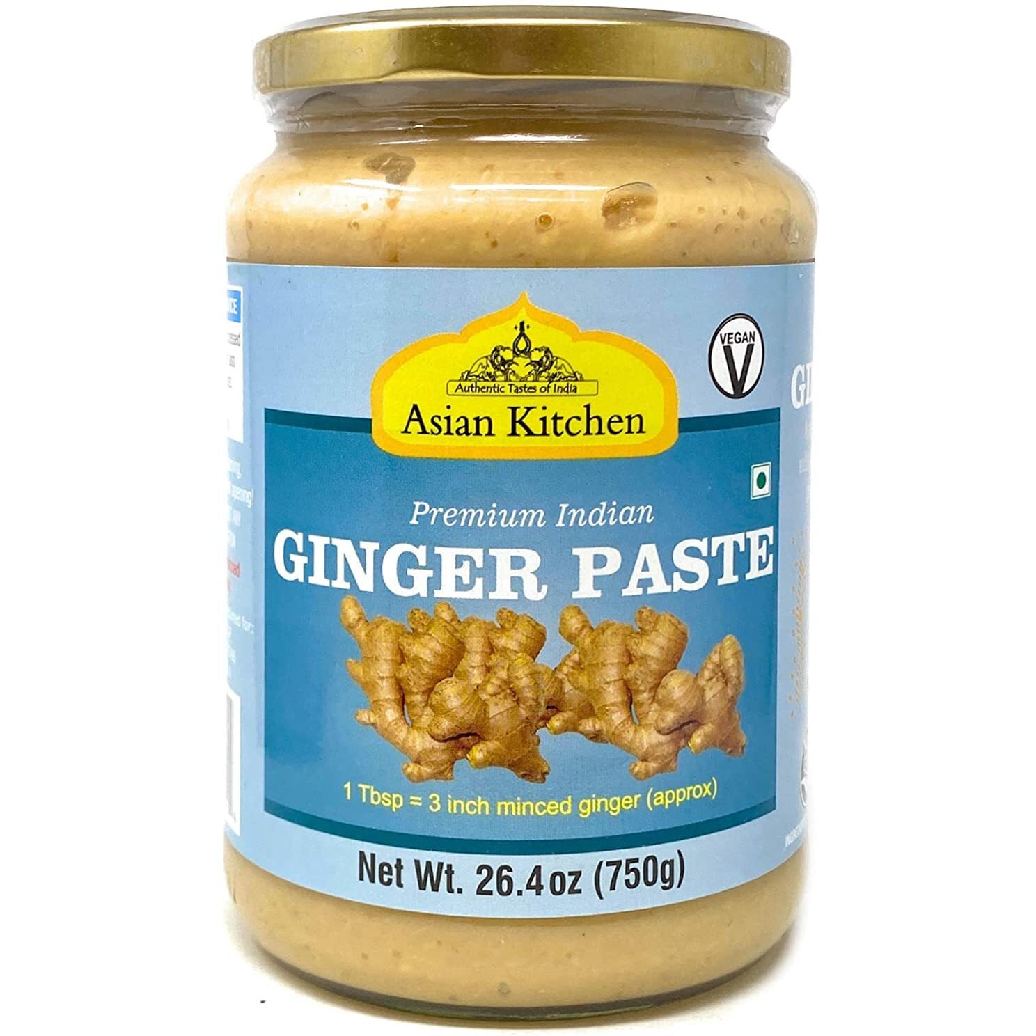 Asian Kitchen Ginger Cooking Paste 26.5Oz (750G) Glass Jar ~ Vegan | Gluten Free | Non-Gmo | No Colors | Indian Origin