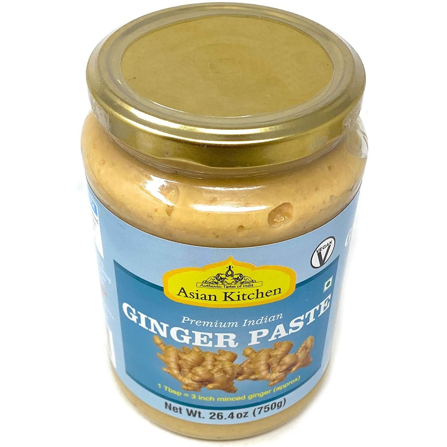 Asian Kitchen Ginger Cooking Paste 26.5Oz (750G) Glass Jar ~ Vegan | Gluten Free | Non-Gmo | No Colors | Indian Origin