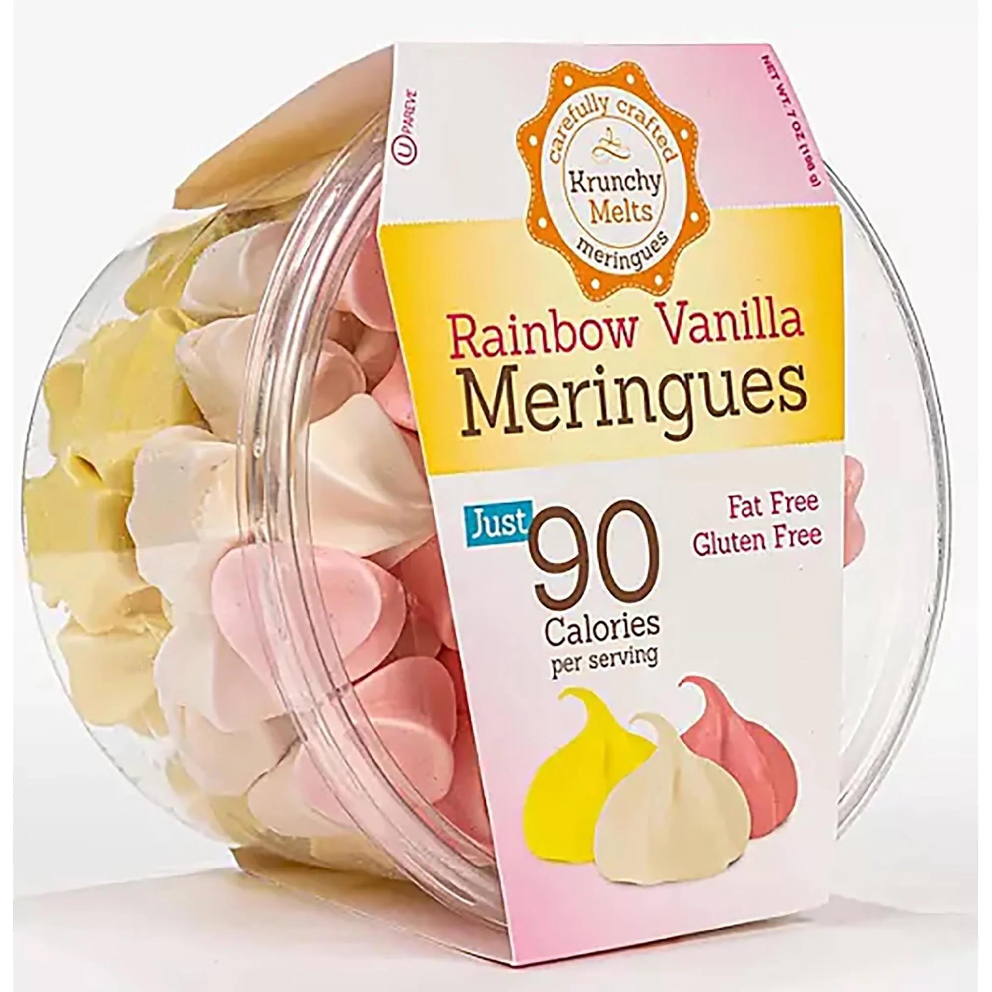 Krunchy Melts Original Meringue Cookies | Rainbow Vanilla Club Flavor | Only 90 Calories Per Serving | Fat Free, Gluten Free, Dairy Free (7 Oz)
