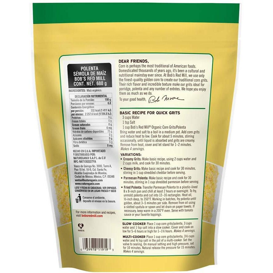 Bob's Red Mill Corn Grits Polenta 24 Oz (Pack Of 3)