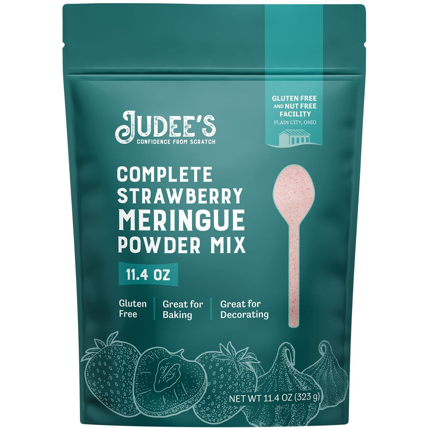 Judee's Complete Strawberry Meringue Powder Mix 11.4 Oz - Just Add Water - Make Meringue, Cookies, Pies, Frosting, And Royal Icing - Great For Baking - No Preservative, Gluten-Free And Nut-Free