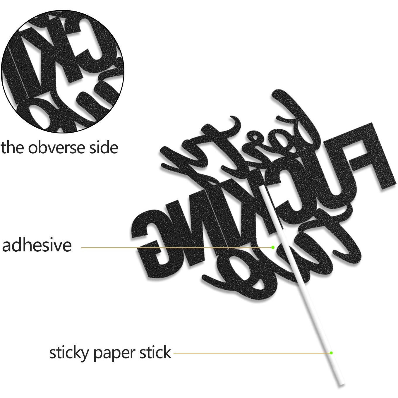 Forty Two Black Glitter Cake Toppers 42 Years Old 42Nd Birthday Party Decorations Supplies
