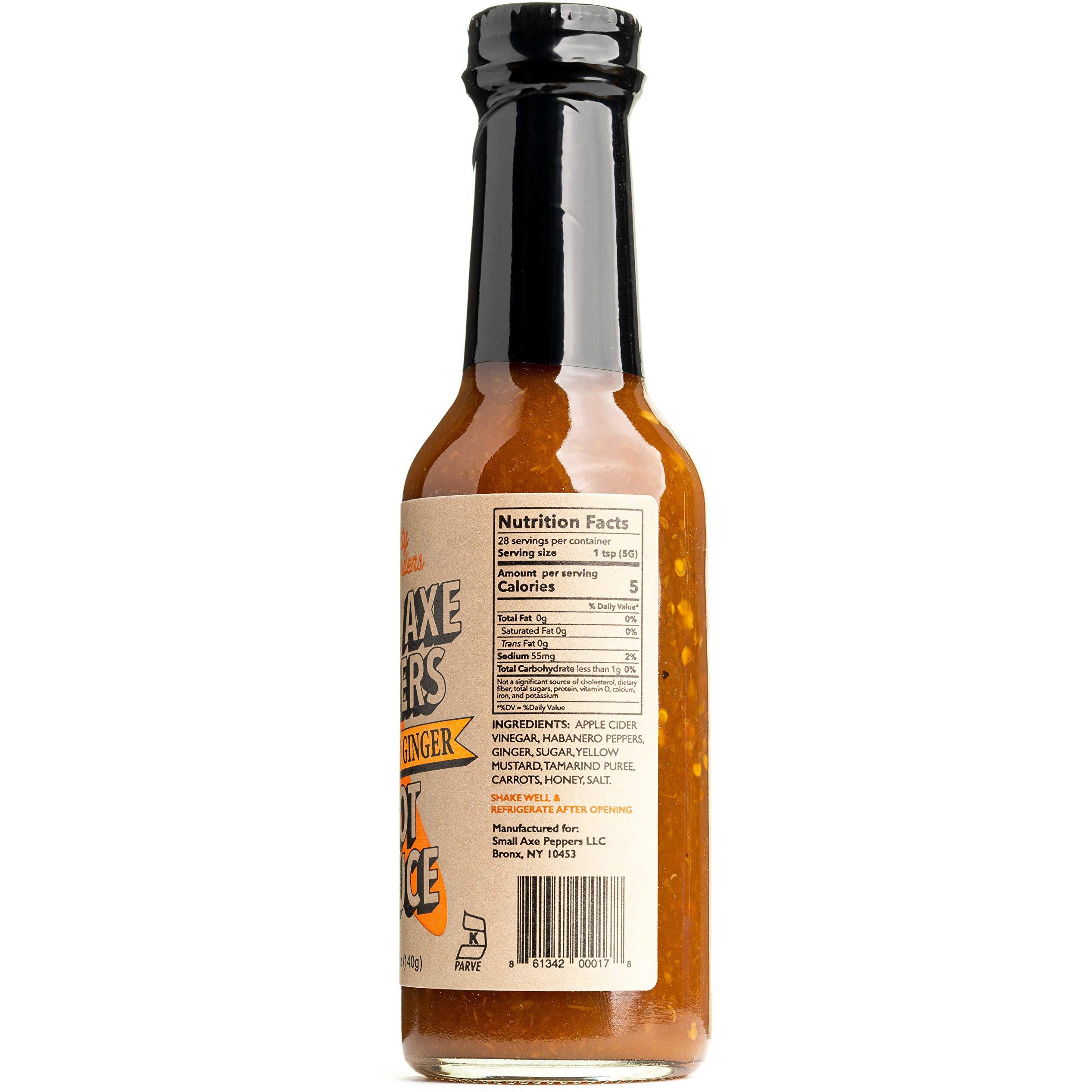 Small Axe Peppers Habanero Ginger Hot Sauce, 5 Oz- All Natural, Vegan, Kosher, Non-Gmo, Community Garden Grown Habanero Pepper Gourmet Hot Sauce, Featured On Hot Ones