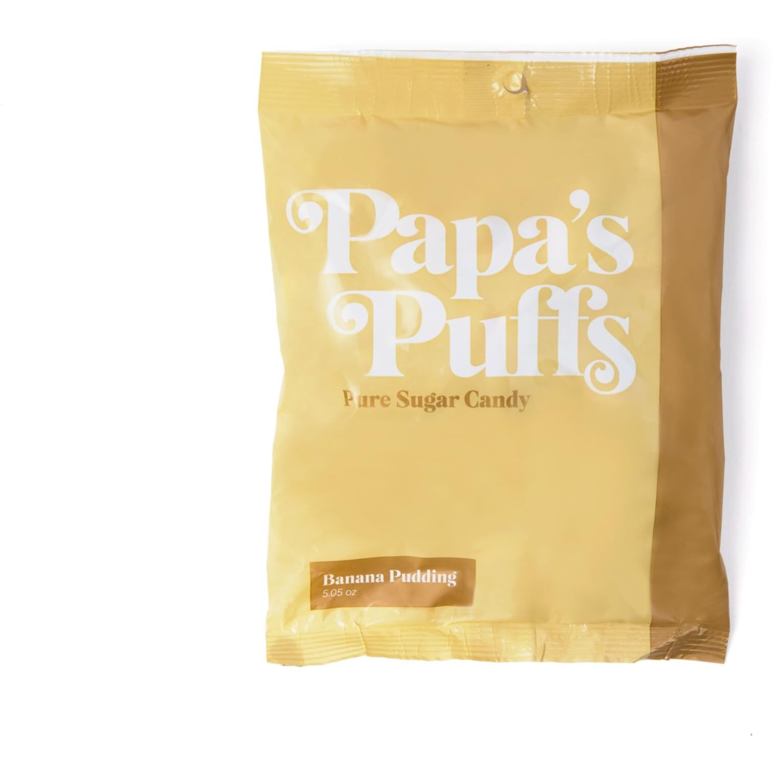 Papa's Puffs Banana Pudding Flavored Pure Sugar Candy - Individually Wrapped In 5.05Oz Bag - Fat-Free, Gluten-Free, Cholesterol-Free - Manufactured In The Usa