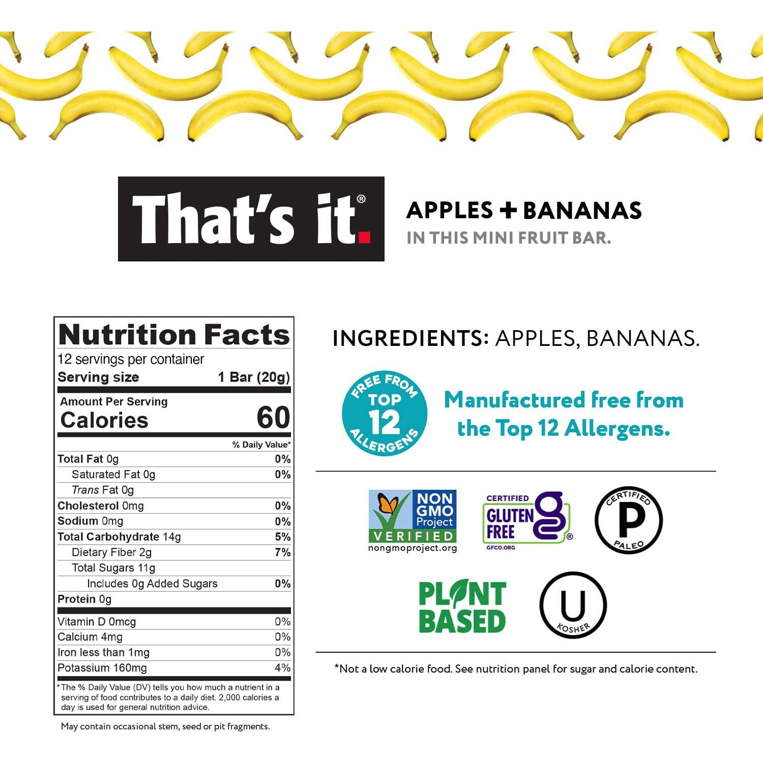 That's It. Mini Fruit Bars Gift Pouch (Variety 36 Count) No Sugar Added, Plant-Based, Vegan & Gluten Free, Paleo, Non Gmo, Fiber (12 Banana, 12 Blueberry, 12 Mango)