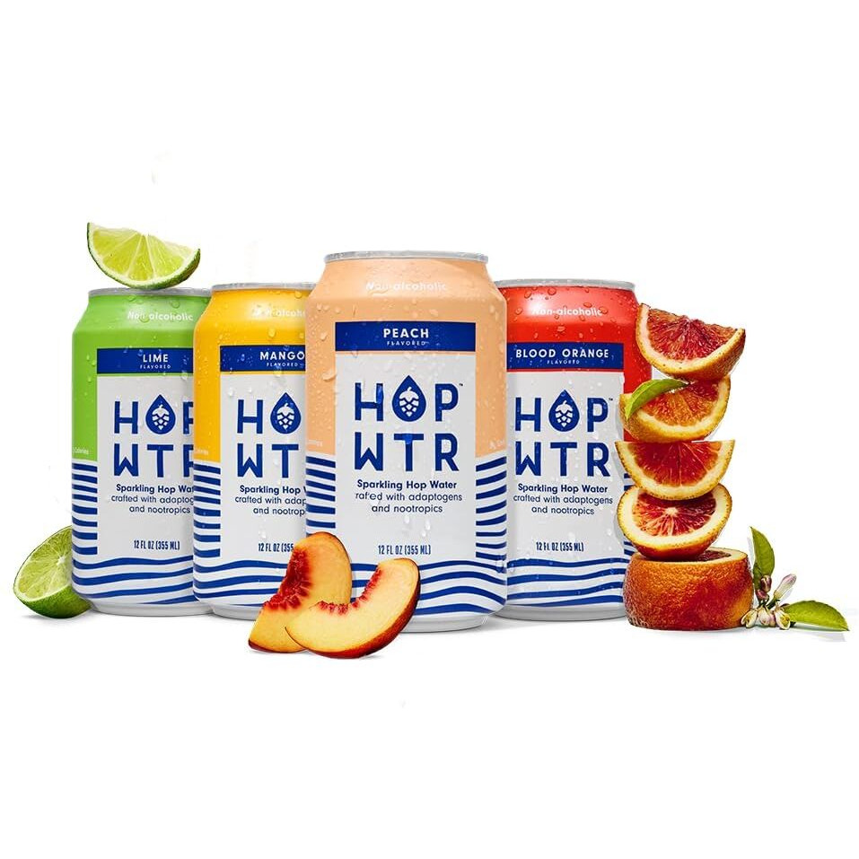 Hop Wtr Sparkling Hop Water, Variety Pack 12 Pack, Sugar Free, Low Carb Non Alcoholic Drinks, Na Beer, Adaptogen Drink, No Calories, Adaptogens & Nootropics For Added Benefits, 12 Oz Cans