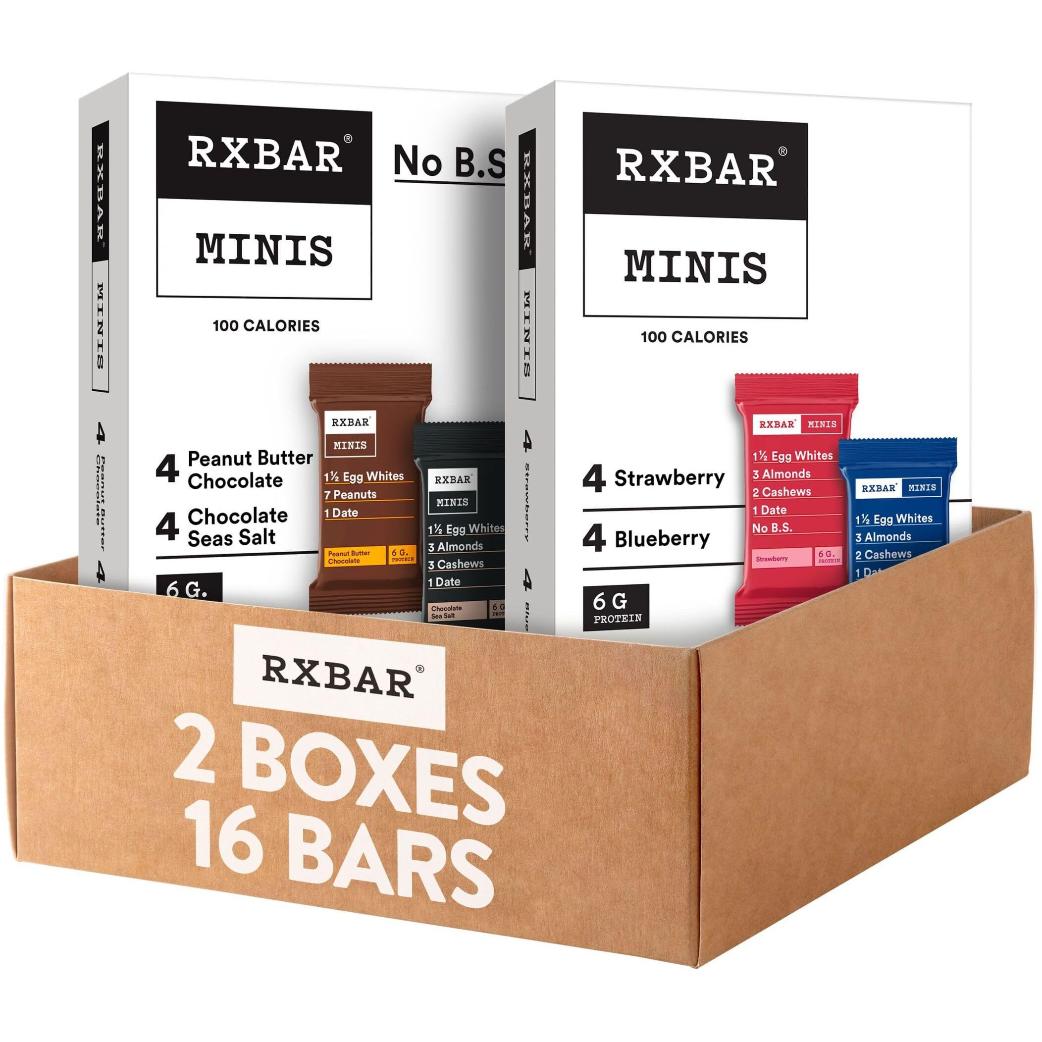 Rxbar Minis Protein Bars, Protein Snack, Snack Bars, Variety Pack (16 Bars)