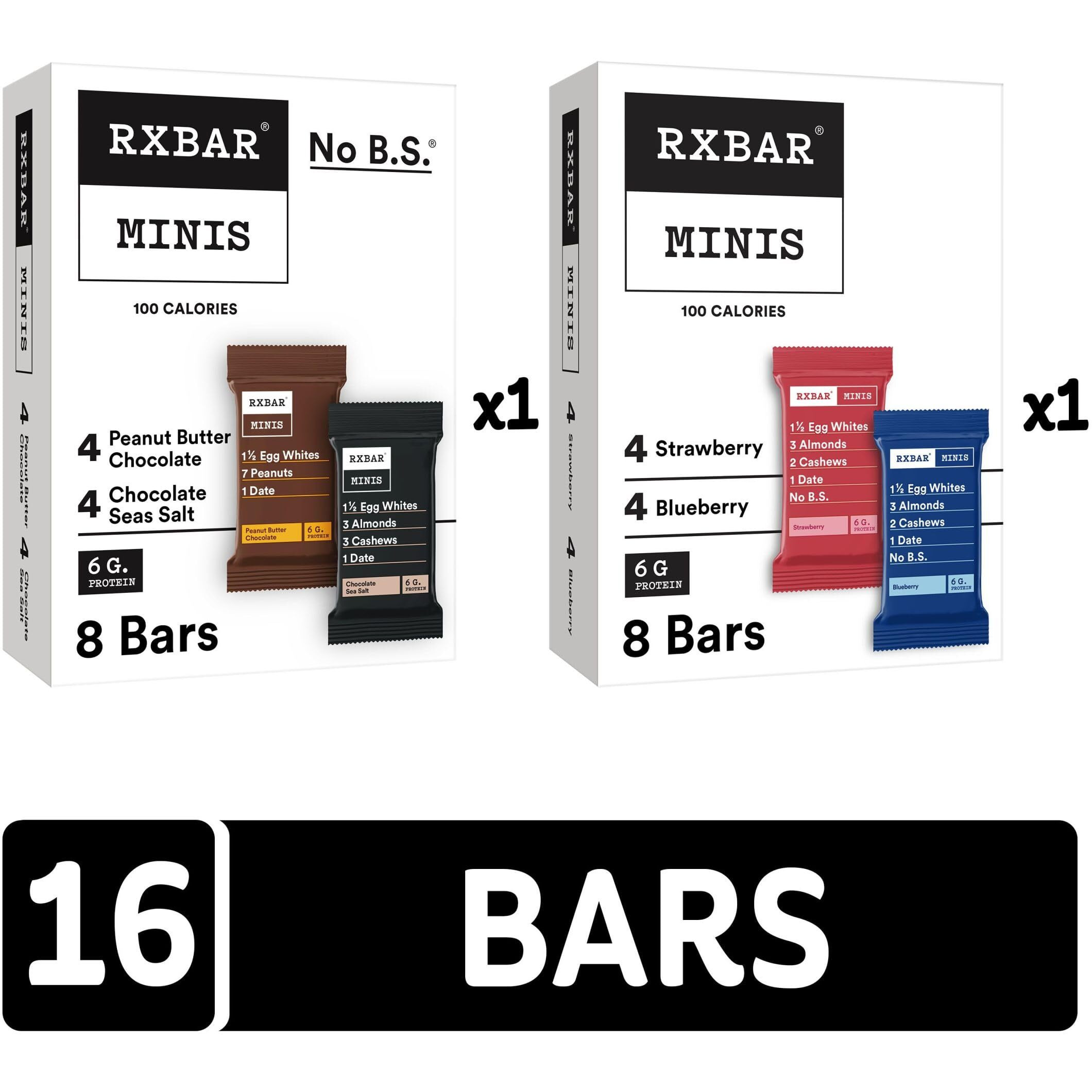 Rxbar Minis Protein Bars, Protein Snack, Snack Bars, Variety Pack (16 Bars)