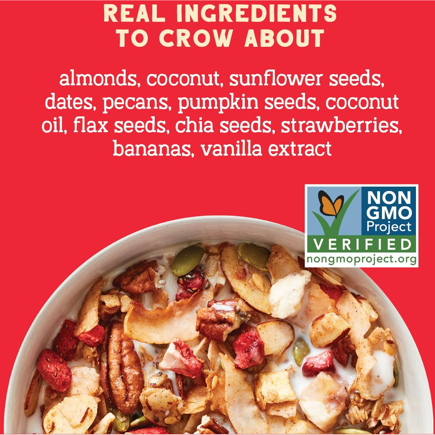 Seven Sundays Nut Granola Cereal, Rise & Shine Strawberry Banana Nut, 20 Oz Bag, Grain & Gluten Free, 5G Protein, 5G Net Carbs, Keto Friendly