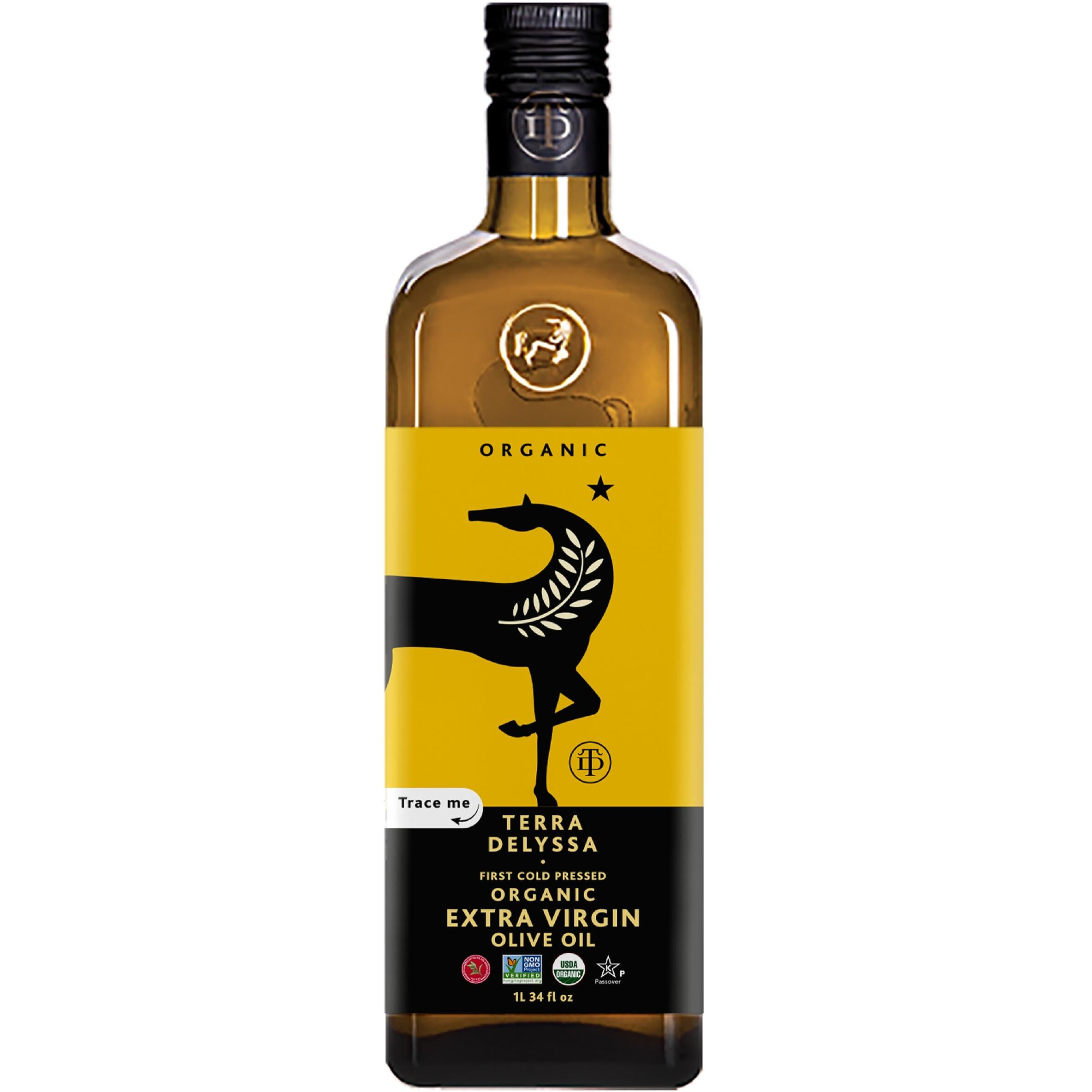 Terra Delyssa First Cold Pressed Organic Extra Virgin Olive Oil, Single Sourced, 1 L (34 Fl. Oz) Dark Glass Bottle - 1 Pack, Non-Gmo, Naturally Rich In Antioxidants And Polyphenols