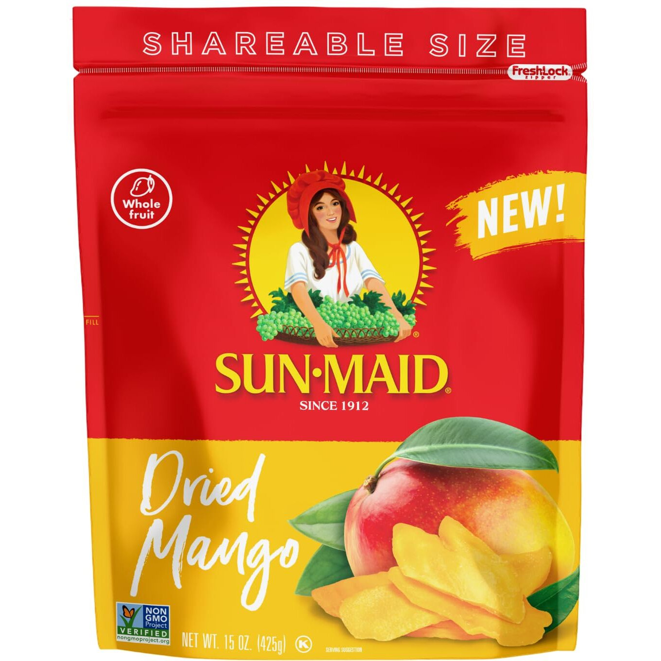 Sun-Maid Dried Mangos - 15 Oz Resealable Bag - Dried Mango Slices - Dried Fruit Snack For Lunches, Snacks, And Natural Sweeteners (Pack Of 1)