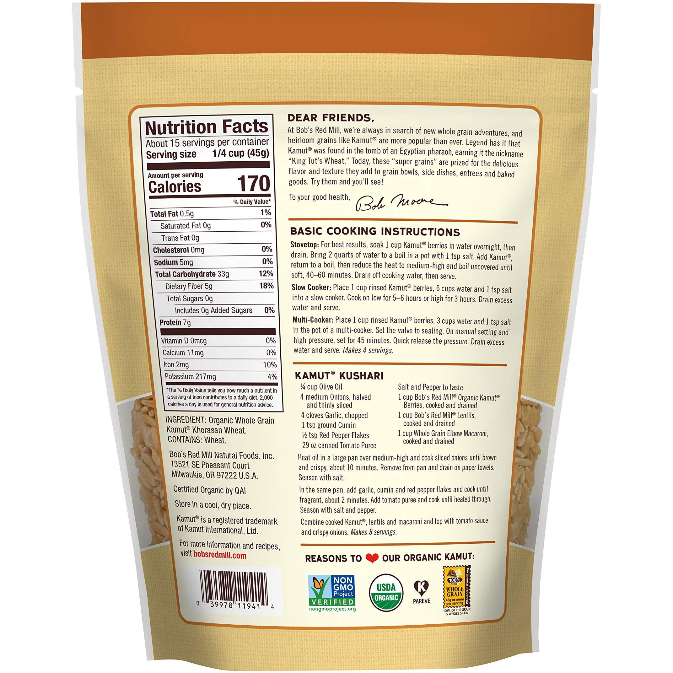 Bob's Red Mill Organic Kamut(R) Khorasan Wheat Berries, 24-Ounce (Pack Of 4)