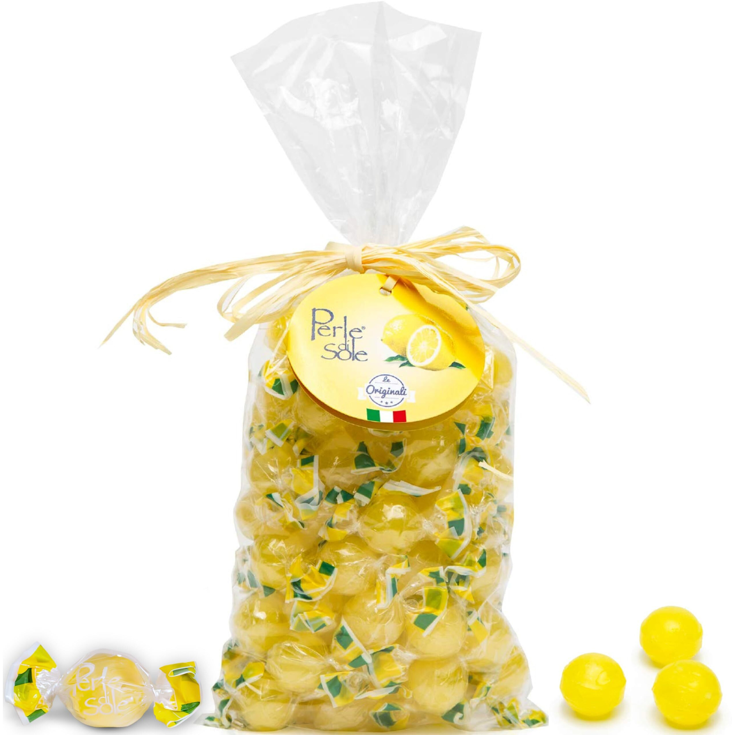 Perle Di Sole Italian Lemon Candy Drops - Lemon Hard Candy Individually Wrapped - Fizzy And Tart Lemon Candies (17.63 Oz | 500 G)