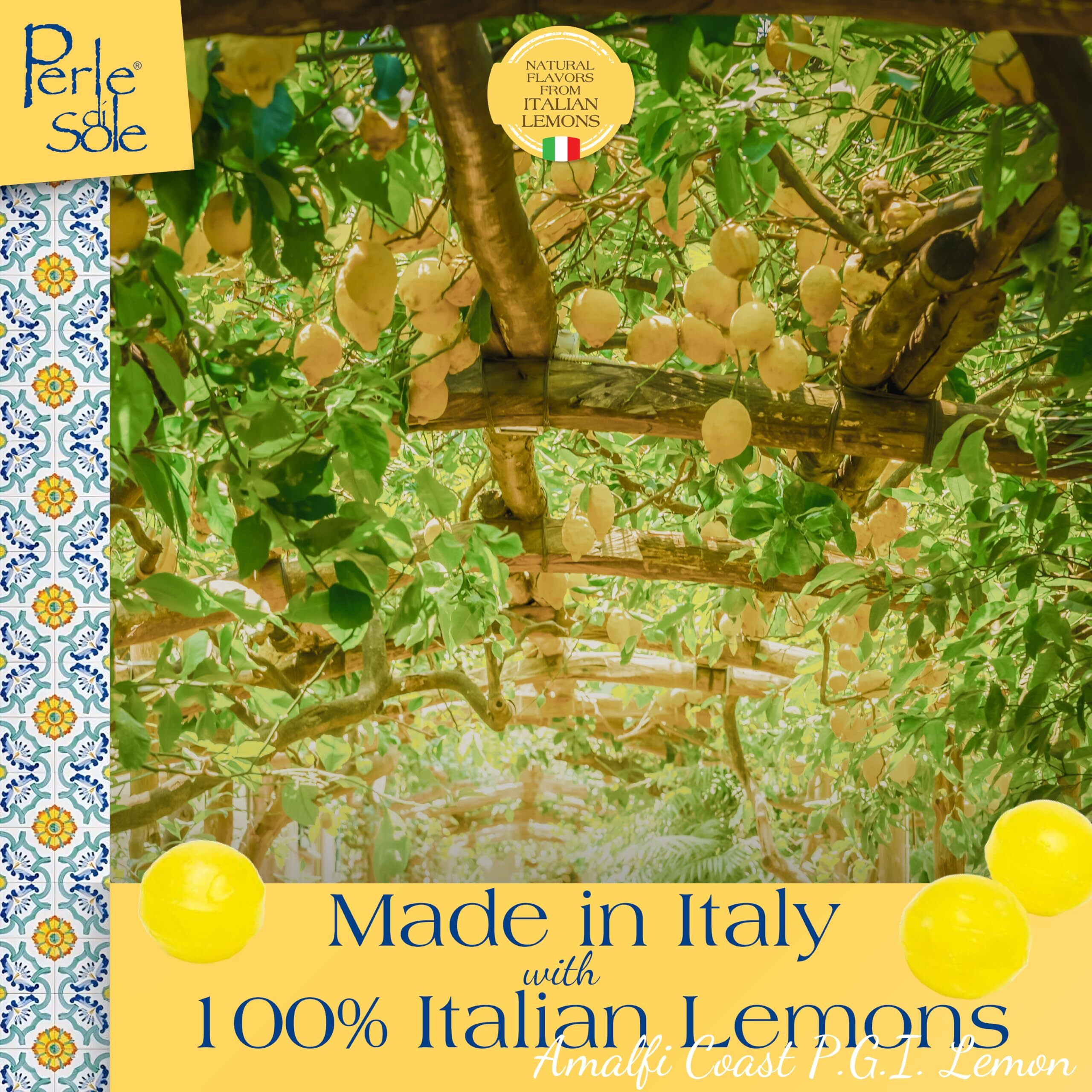 Perle Di Sole Italian Lemon Candy Drops - Lemon Hard Candy Individually Wrapped - Fizzy And Tart Lemon Candies (17.63 Oz | 500 G)