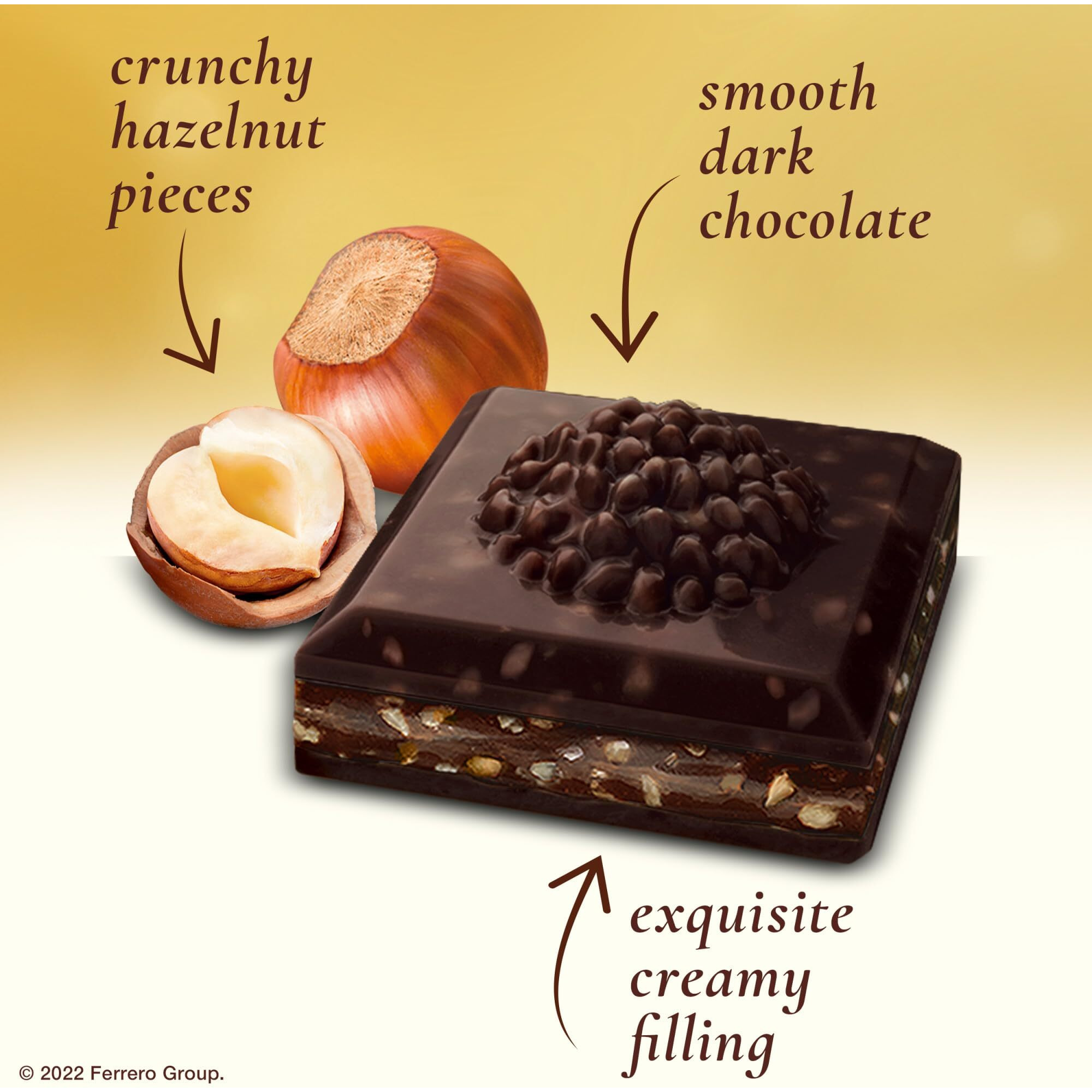 Ferrero Rocher Premium Chocolate Bars, 8 Pack, Dark Chocolate Hazelnut, 3.1 Oz Each