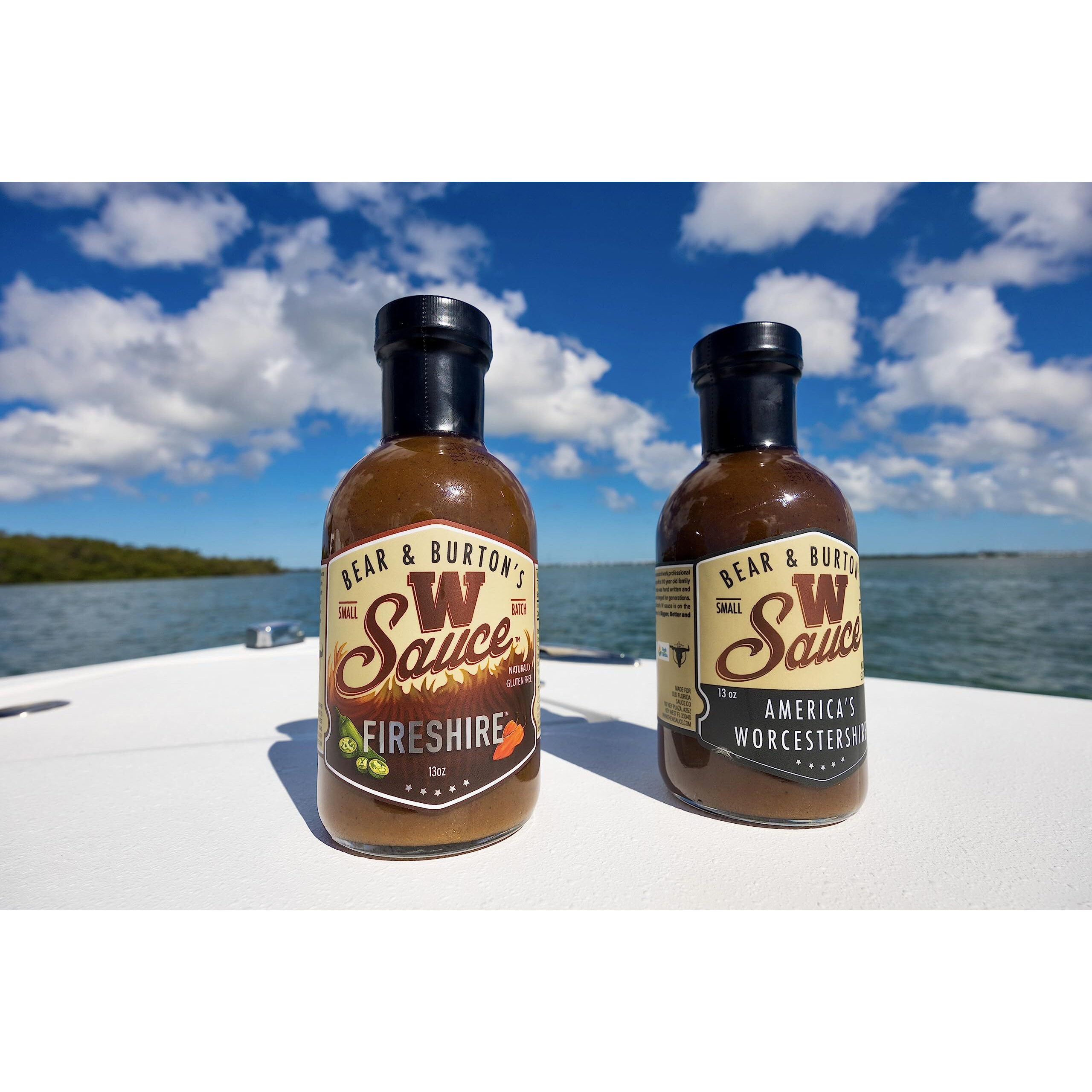 Bear & Burton's W Sauce + Fireshire, Two Pack Fireshire And Original W Sauce, 12 Fl Oz Bear And Burtons W Sauce + Fireshire, Two Pack Fireshire And Original W Sauce | Distinctive Spicy Worcestershire Sauce Blend | Perfect For Steaks, Dressings & Marinades | 12 Oz