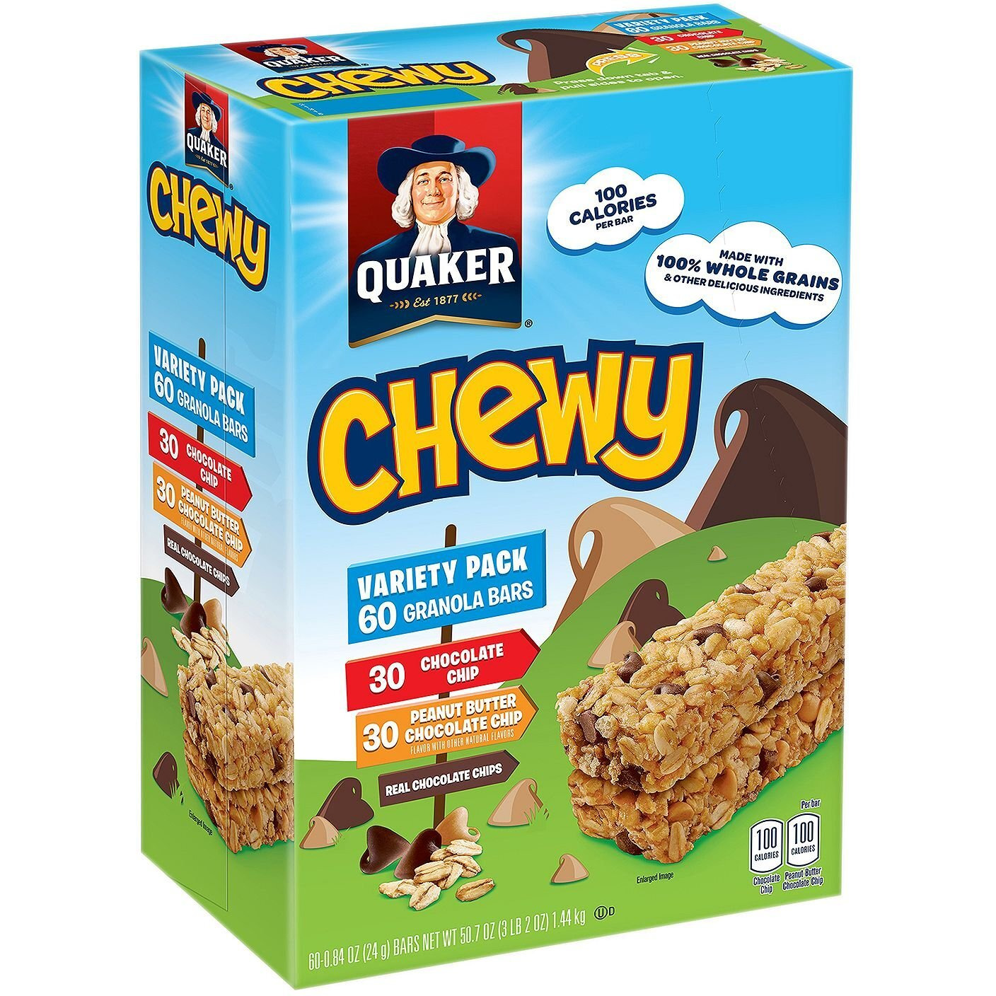 Quaker Chewy Granola Bars Variety Pack, 60 Ct. Net Wt 50.7Oz, 50.7 Oz