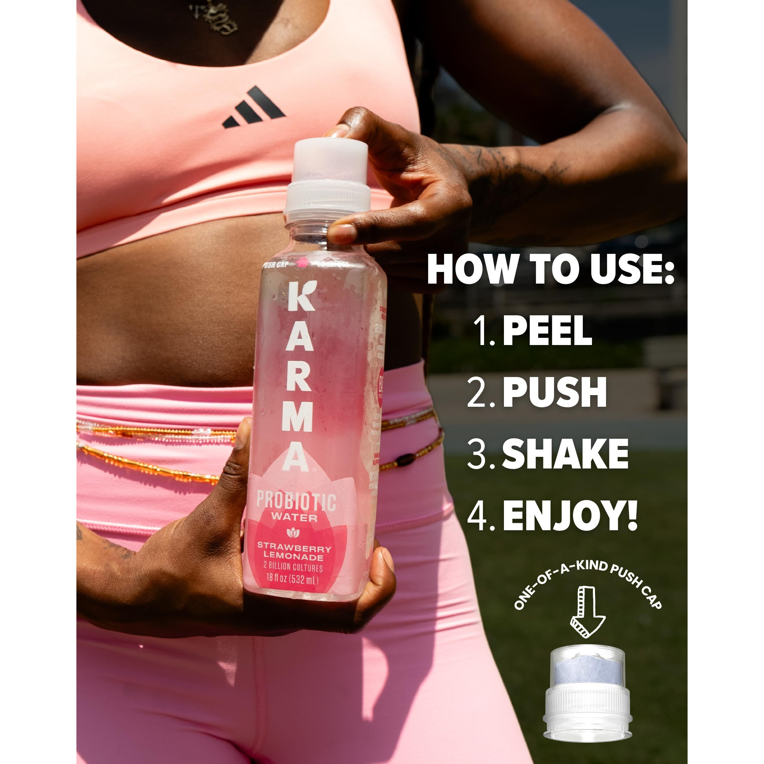 Karma Raspberry Peach Energy Water L Caffeinated Natural Energy Drink L Low Calorie Focus And Energy Boost, 18 Fl Oz (Pack Of 12)