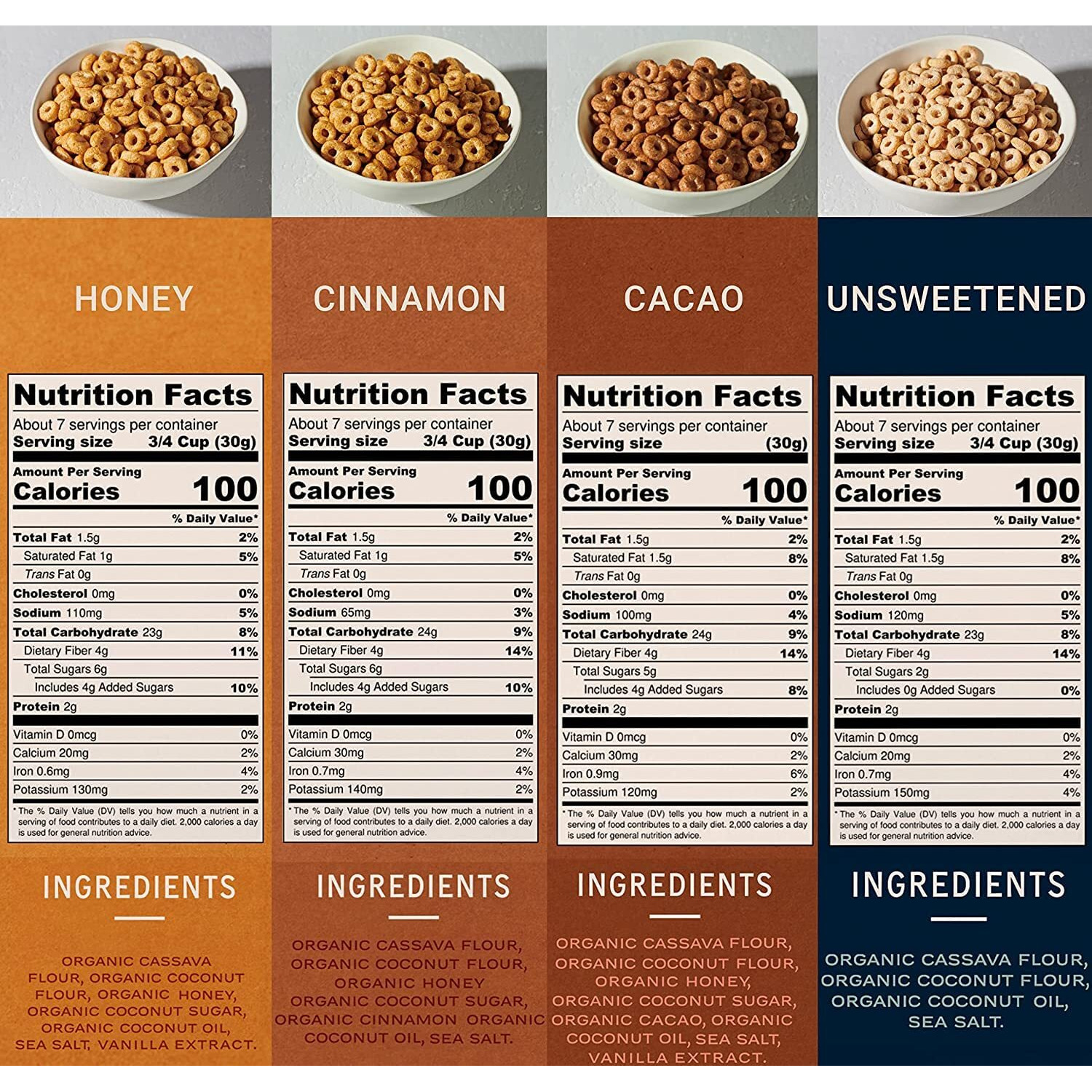 Lovebird Gluten Free Cereal - Organic Grain Free Cereals Paleo Aip Dairy Free Keto Friendly No Refined Sugar Healthy Snacks For Kids, Adults (Variety Pack, 4 Pack)