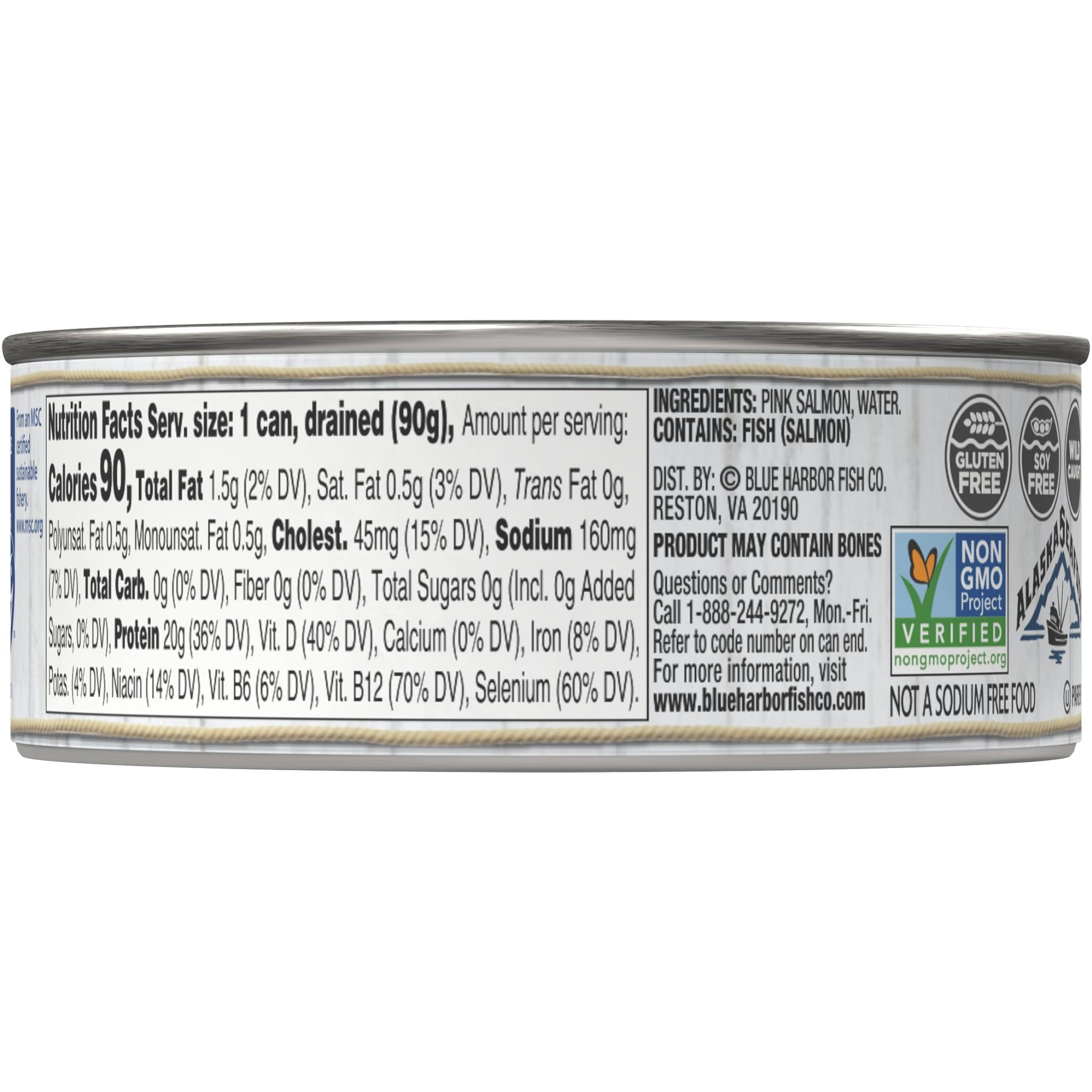Blue Harbor Fish Co. Wild Pink Salmon In Water No Salt Added - 5 Oz Can (Pack Of 12)