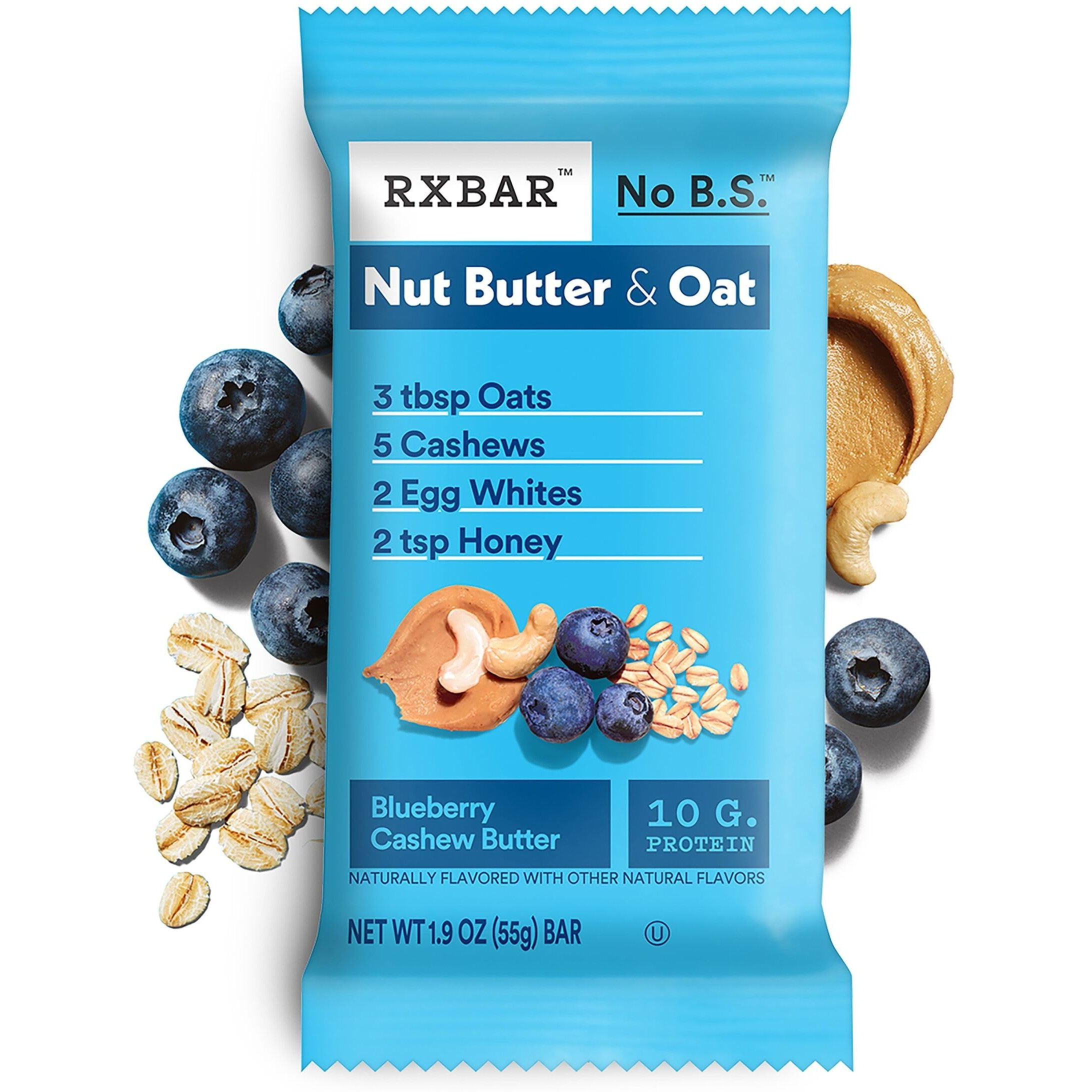 Rxbar Nut Butter And Oat Protein Bars, Protein Snacks, Snack Bars, Blueberry Cashew Butter (6 Boxes, 30 Bars)