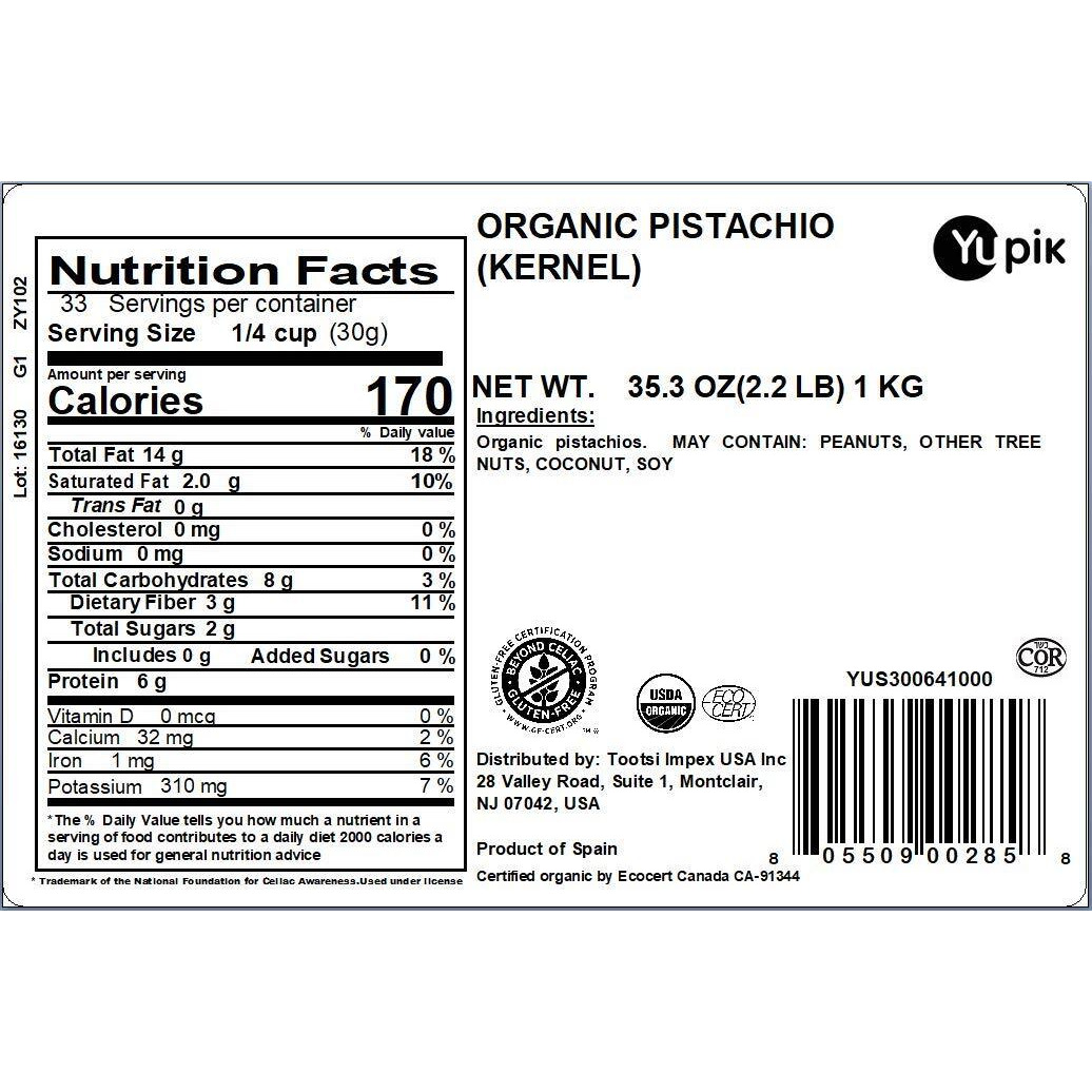 Yupik Organic Raw Pistachios, No Shells, 2.2 Lb, Gluten-Free, Non-Gmo, Kosher, Vegan, Kernels, Unsalted, Crunchy Shelled Nuts, Source Of Fiber & Protein, Healthy Snacks, Ideal For Baking & Cooking
