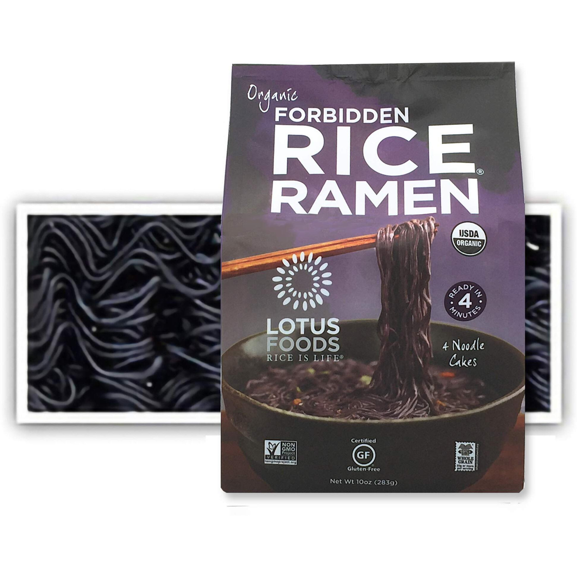 Lotus Foods Bulk Organic Forbidden Rice Ramen - Gluten Free Ramen Noodles, Rice Ramen, Whole Grain Ramen Noodles, Organic Vegan Rice Noodles, Low Sodium, Usda Organic - 10 Oz Bags (Pack Of 6)