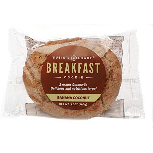 Susie's Smart Breakfast Cookie Mixed Box Of 12 Breakfast Cookies, (3) Orange, Cranberry Nut (3) Gingered Apple (3) Banana Coconut (3) Cocoa, 3.5 Ounce
