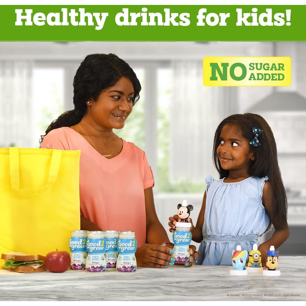 Good2Grow Organic Low Sugar Grape Juice 24-Pack Of 6-Ounce Bpa-Free Juice Bottles, Non-Gmo And Usda Certified Organic With 75% Less Sugar. Spill Proof Tops Not Included (Pack Of 24)