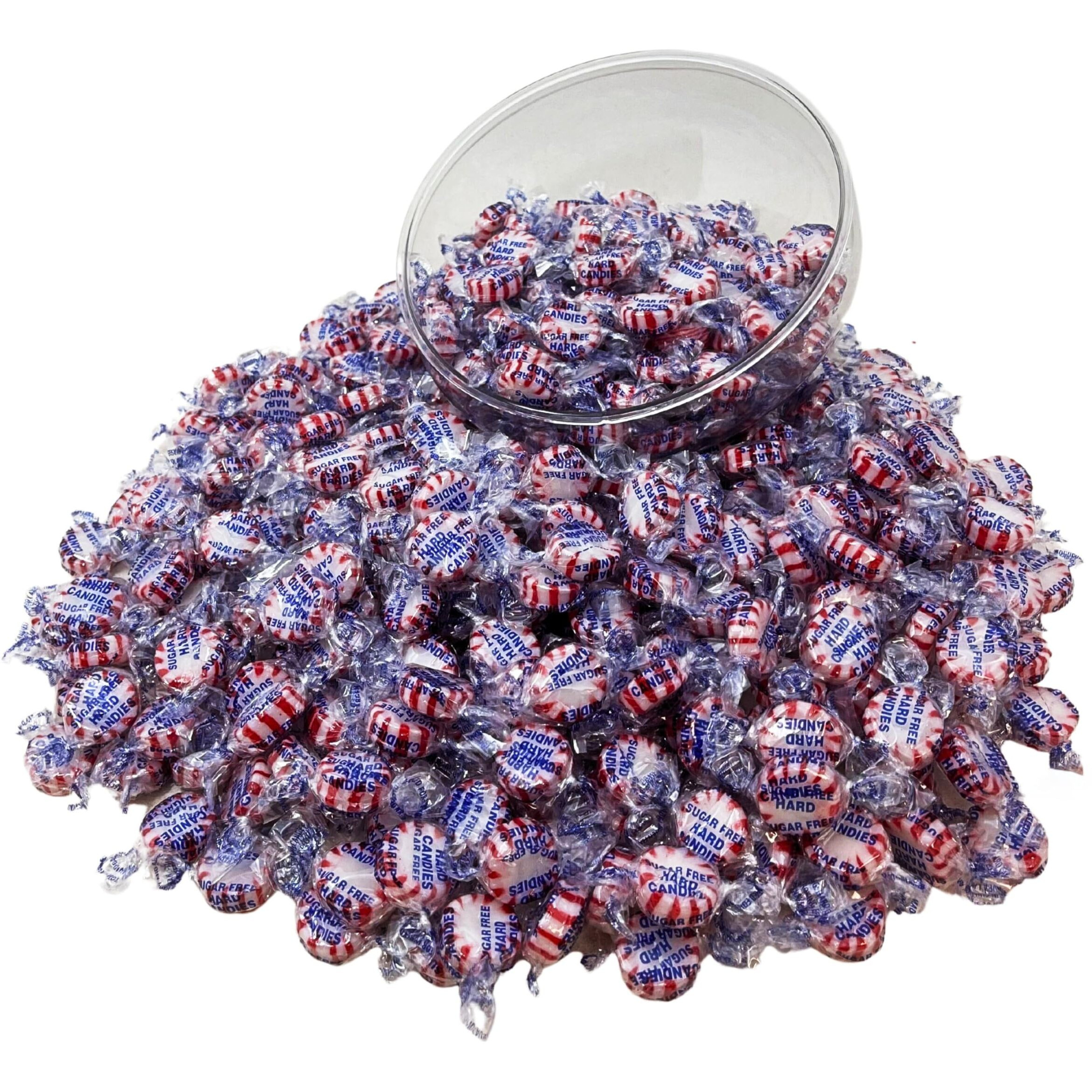 Sugar Free Peppermint Starlight Mints Hard Candy - 1 Lb Bulk Bag Individually Wrapped Keto And Diabetic Friendly Gourmet Peppermint Flavored Candies (16Oz)